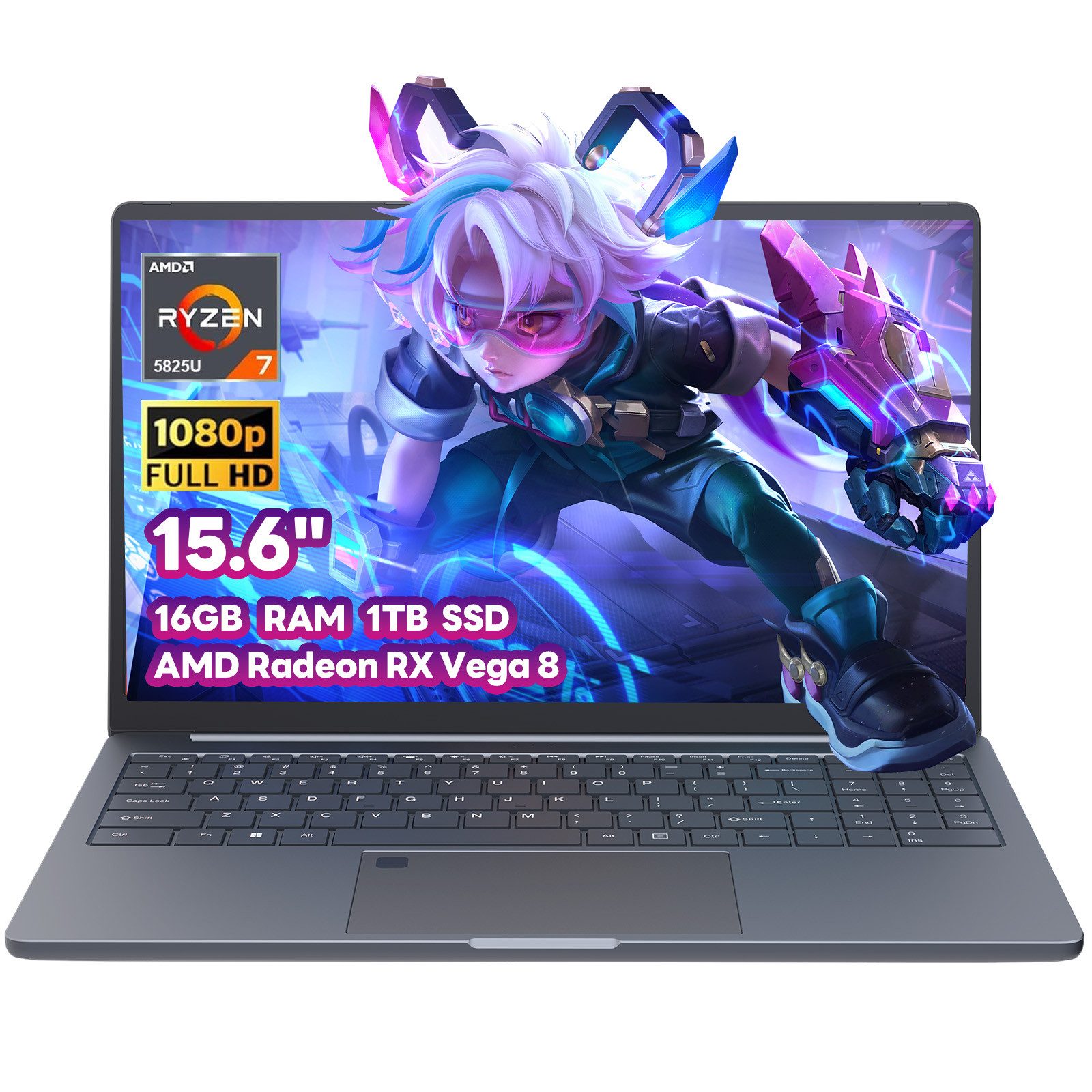 Rolipo Gaming Laptop 15,6 Zoll Notebook AMD Ryzen 7 5825U(Bis zu 4.5GHz) Gaming-Notebook (AMD AMD Ryzen 7 5825U AMD Ryzen 7 5825U, AMD Radeon RX Vega 8, 1024 GB SSD, 16GB RAM, 1TB SSD, AMD Radeon RX Vega 8, PCIe 3.0, WiFi6, HDMI)