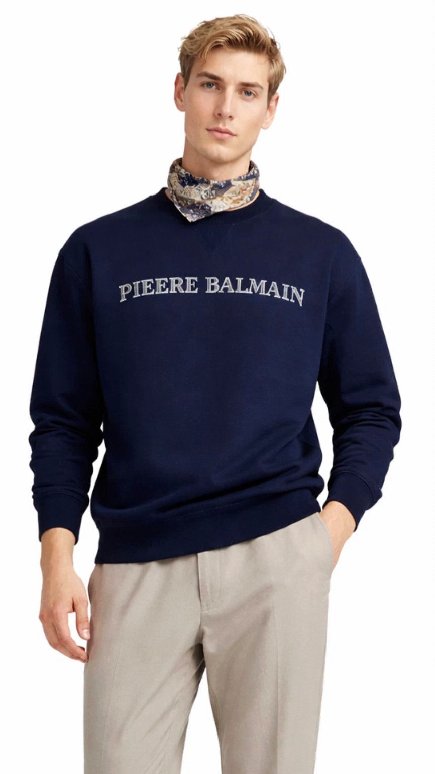 Balmain Paris Sweatshirt Pierre Balmain Pullover Relaxef Comfort Fit Gerippten Kragen mit elastischen Bündchen