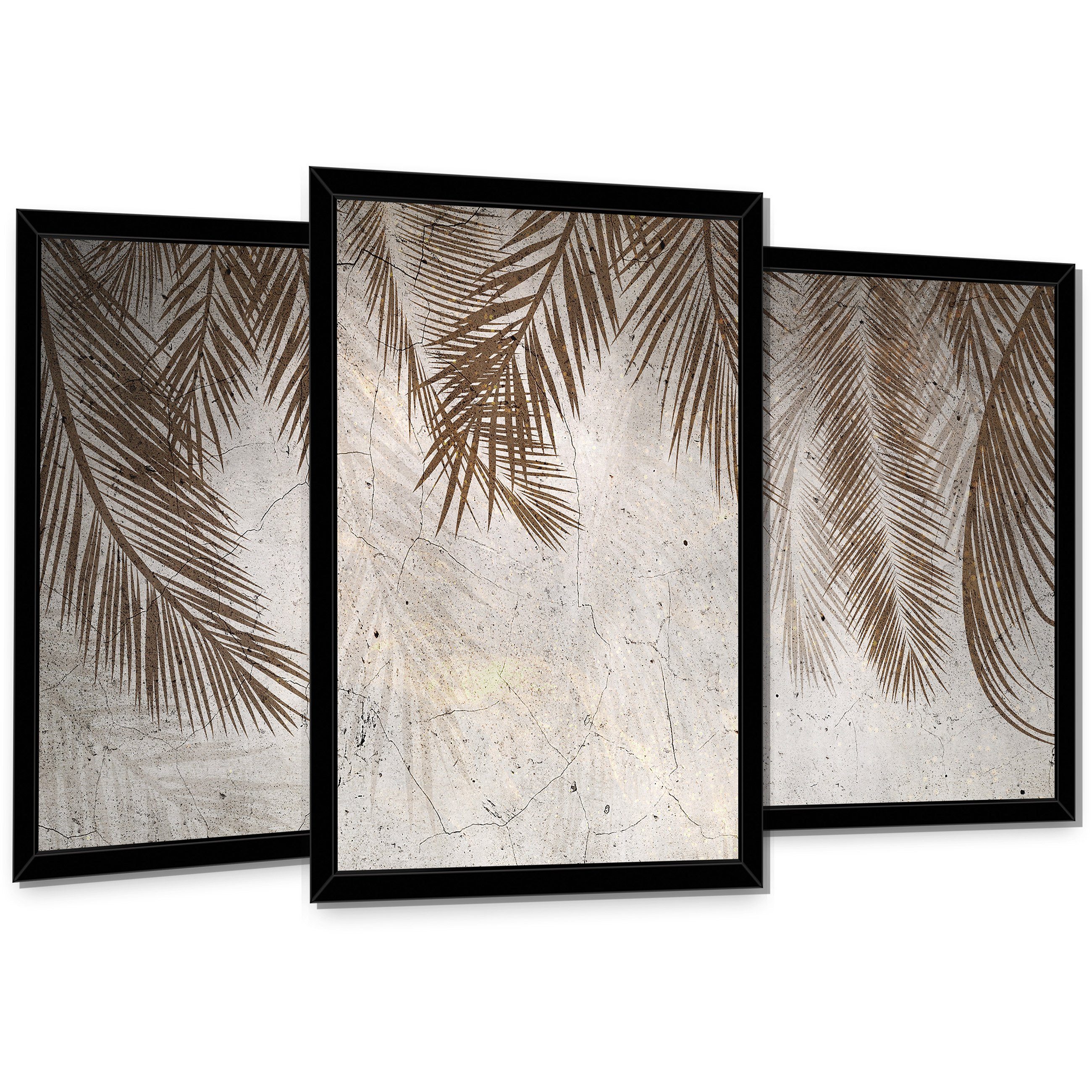 Wallarena Плакат Set Mit Rahmen 3 Teilig Kunstdruck 3er Зображення Wandbilder Wohnzimmer, Blätter (3er, 3 St), SET 30x40 cm x 3 Wandbild