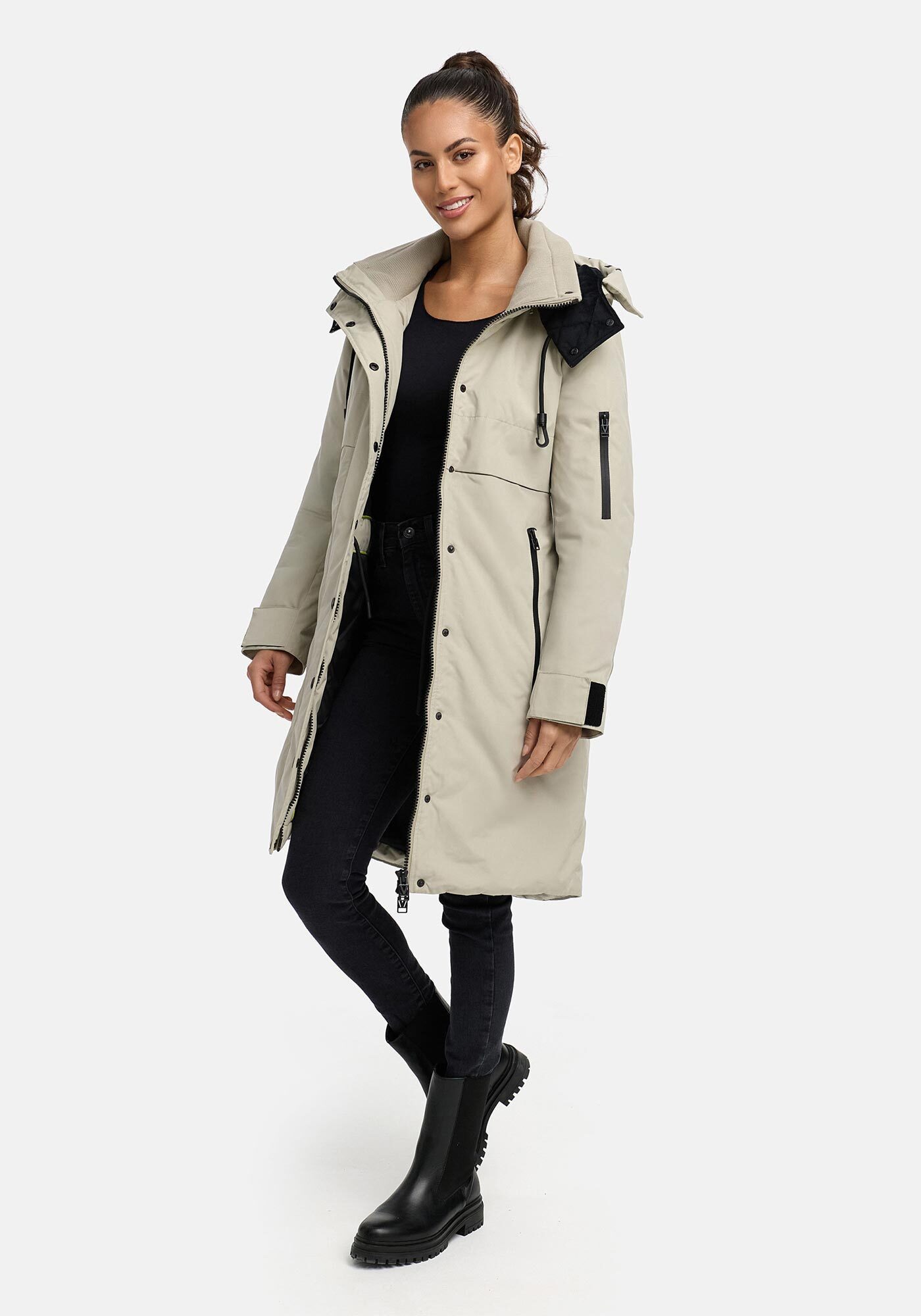 Marikoo Winterjacke Anoukaa langer Parka mit abnehmbarer Kapuze