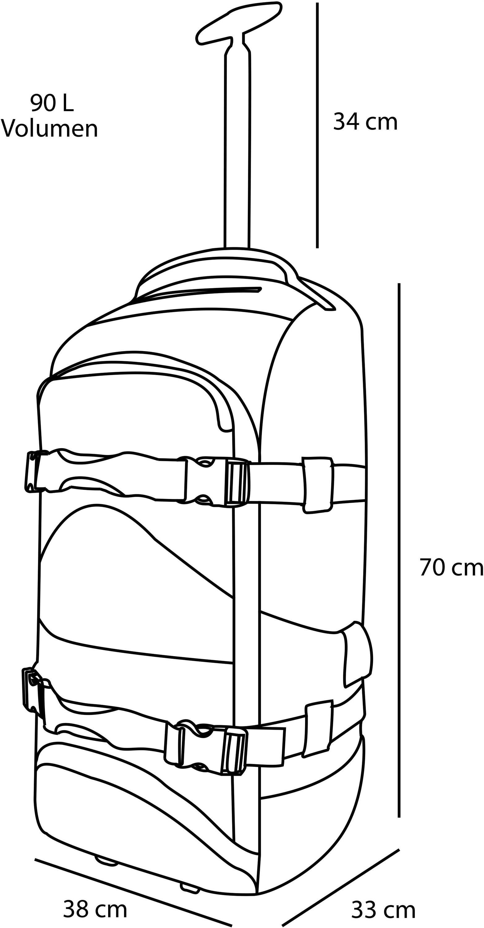 normani Reisetasche, Rucksack mit Trolleyfunkion Liter 90 Schwarz
