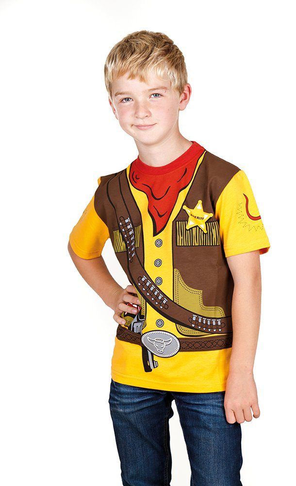 Partystrolche Kurzarmshirt Kinder T-Shirt Western Sheriff - Verkleidung Kurzarmshirt Kids