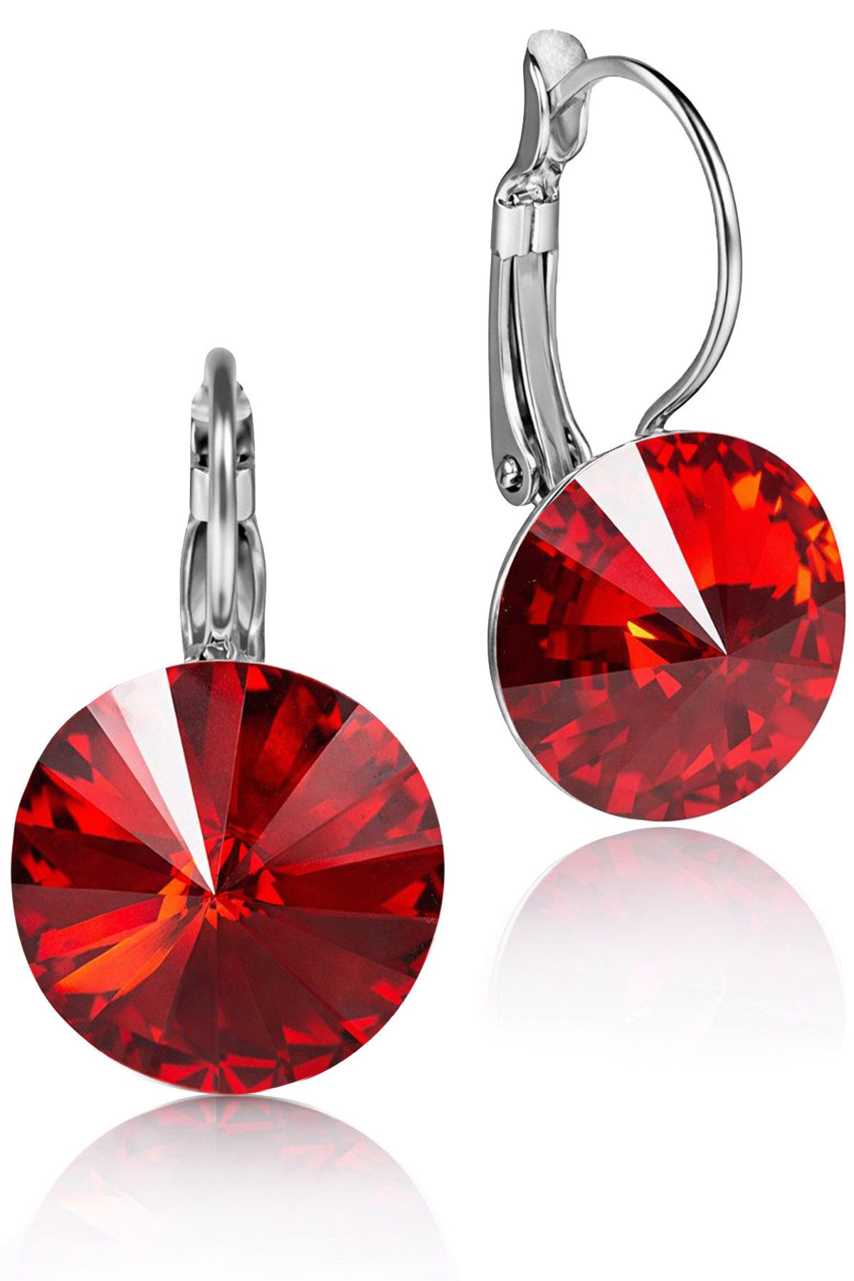 LUISIA® Paar Ohrhänger Silberne Ohrringe "Rivoli" mit 12 mm Kristallen von Swarovski® (2-tlg., inkl. Schmuckbox), Große Farbauswahl
