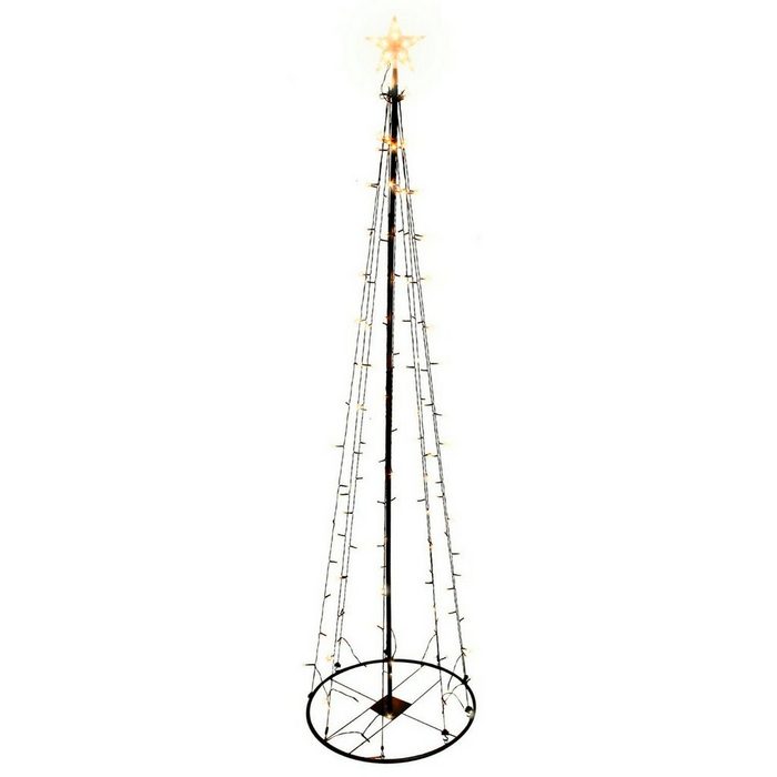 Mojawo Lichtervorhang LED Metall Weihnachtsbaum mit Stern warmweiß 70 LEDs 120cm mit 8 Funktionen