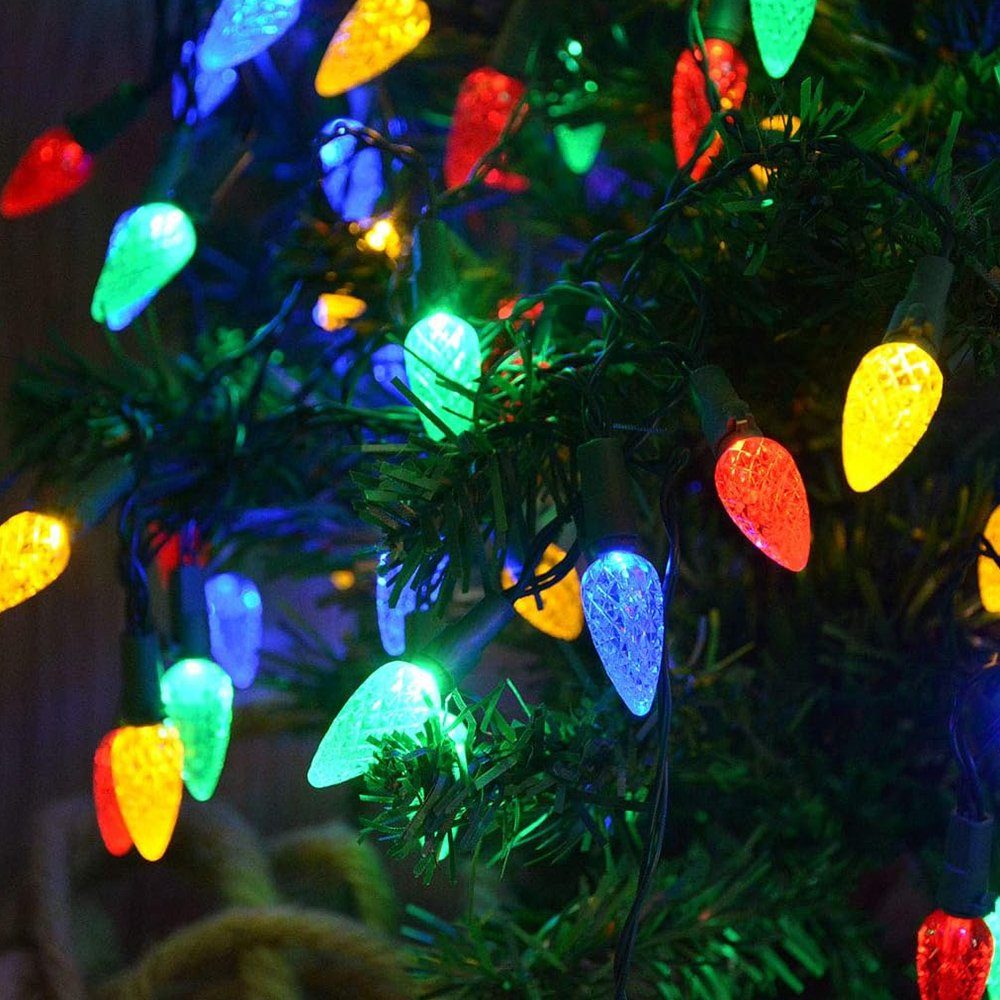 Rosnek LED-Lichterkette 5M, 8 Timer, Batterie, Wohnzimmer Mini Deko Glühbirne; für Modi, Weihnachtsbaum, Wasserdicht, C6 LED Multicolor Auto Garten