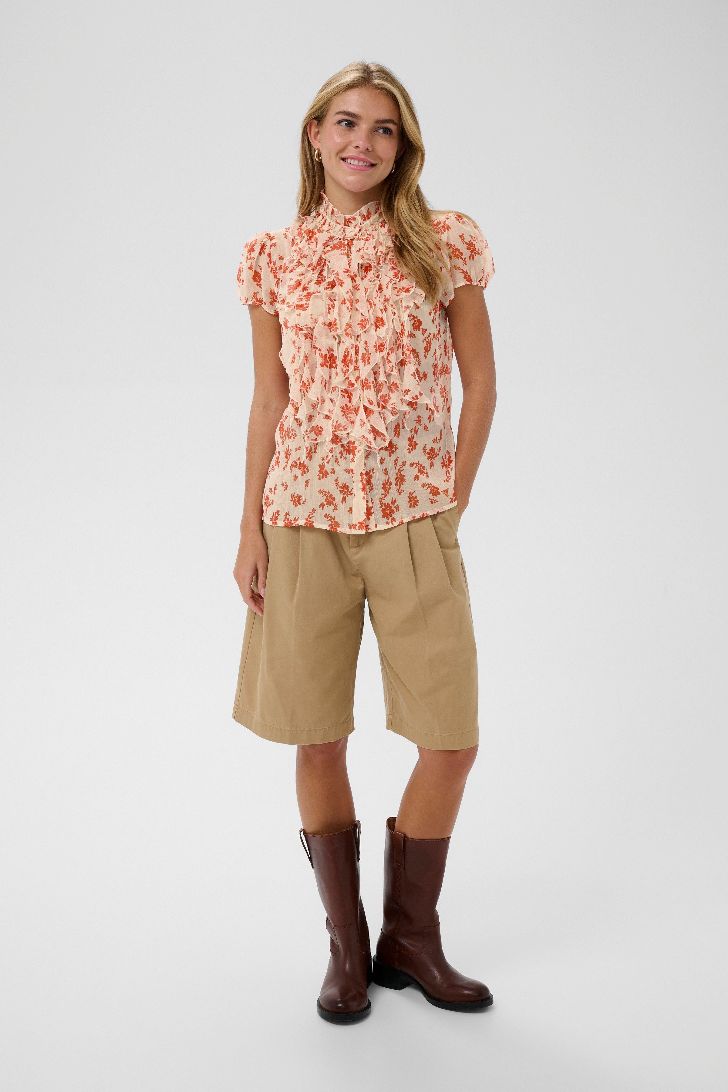 Saint Tropez Rüschenbluse LiljaSZ Crinkle SS Shirt Kunstfaser, Regular fit – Bild 4 von 5