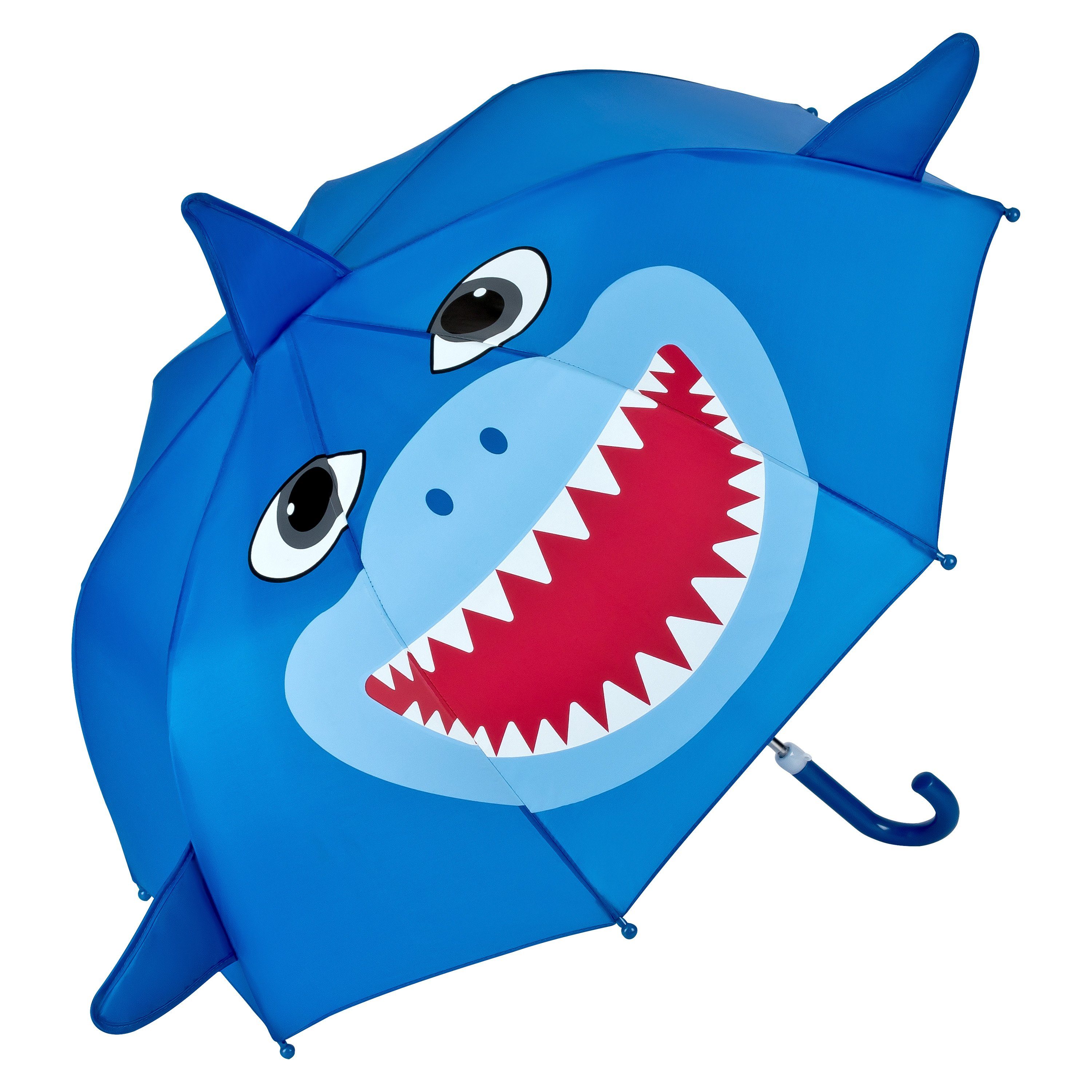 Jungen Regenschirm Hai Kinder blau 3D Motiv