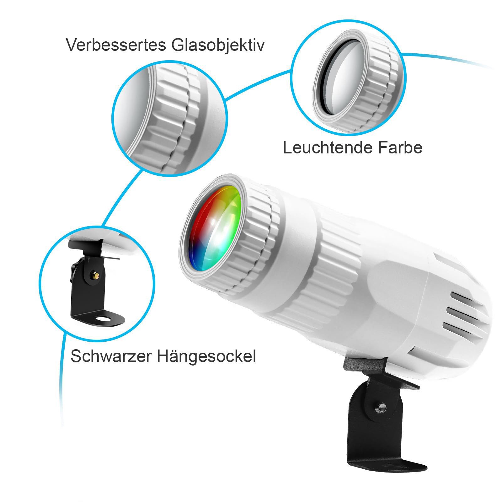 MUPOO LED Discolicht LED Pinspot Licht mit Fernbedienung, 4-in-1 LED Beam Spot Lichter, 15W RGBW LED Beam Bühnenlicht,für DJ Disco Party Bar Club