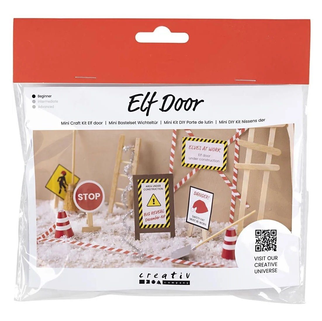 creativ company Kreativset 977481, Im Bau, Bastelset Wichteltür Mini - DIY Dekoration