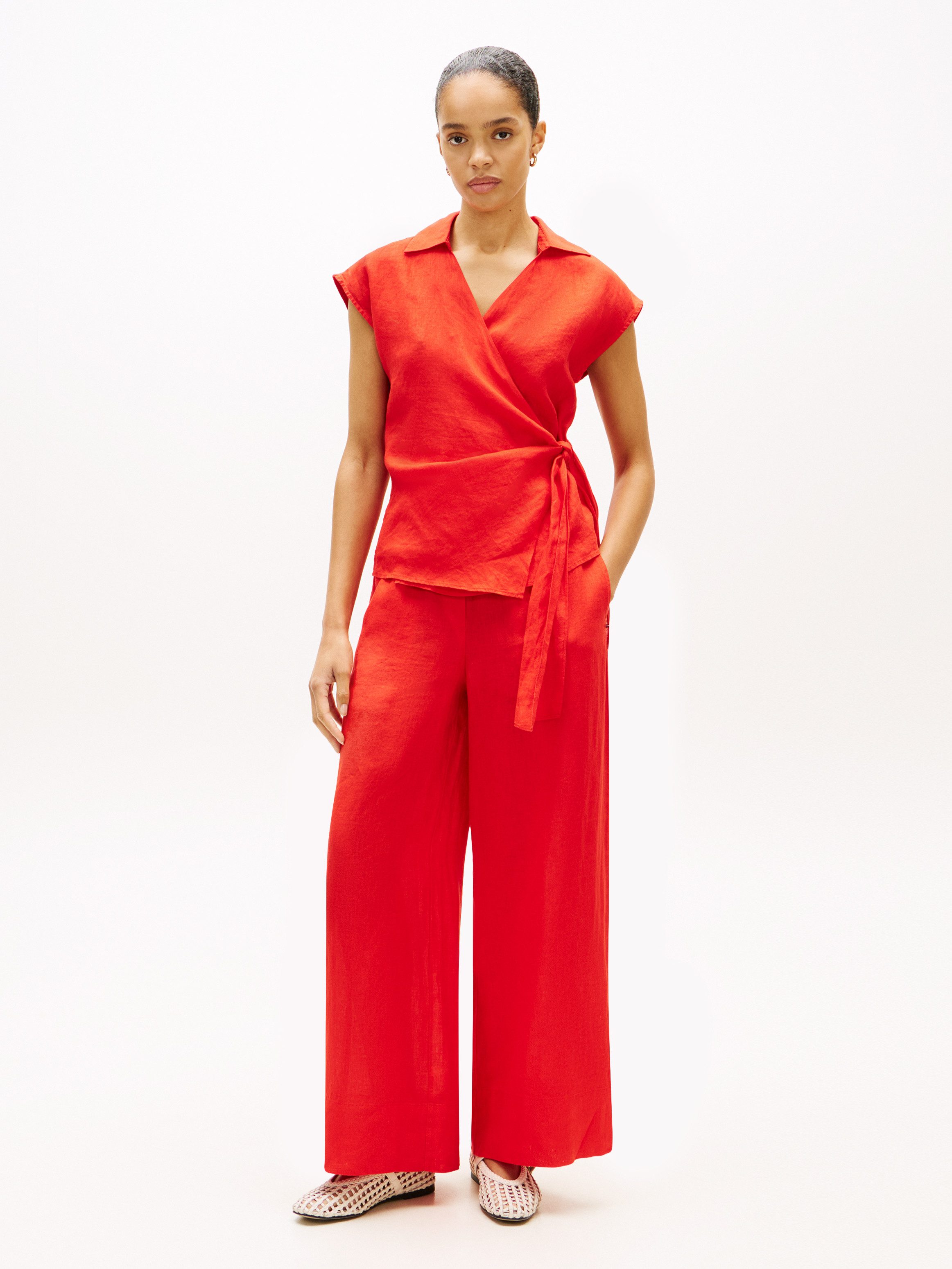 Tommy Hilfiger Leinenhose ESS LINEN PULL ON PANTS in lockerer Passform, Elastikbund