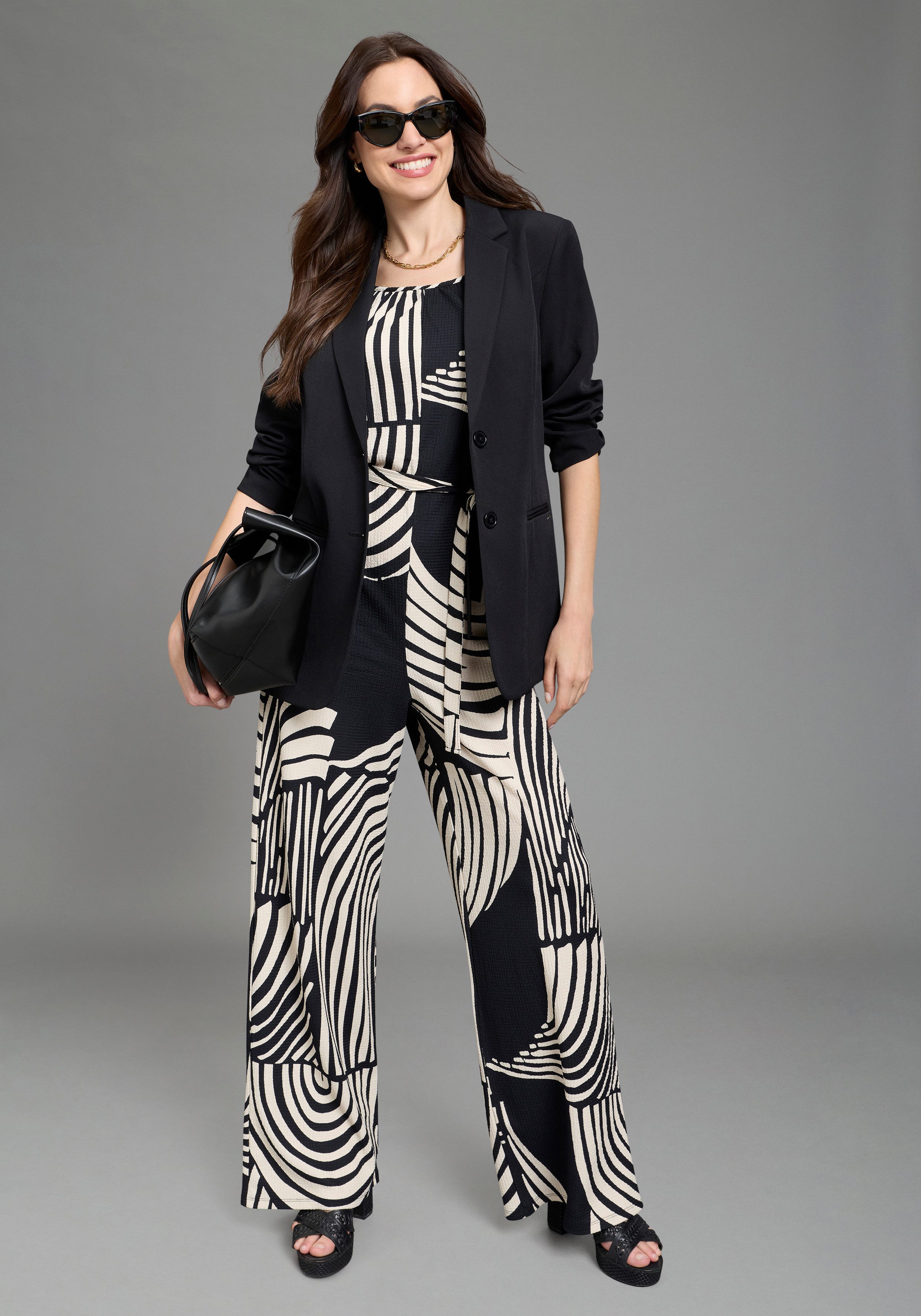 Laura Scott Jumpsuit abstrakt Gemustert, ohne Ärmel, aus Polyester und Elas günstig online kaufen