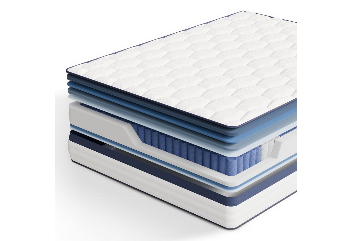 Taschenfederkernmatratze 7-Zonen Taschenfederkernmatratze Luxusmatratze – OEKO-TEX®, ROYGBIV, 25 cm hoch, Atmungsaktive Matratze mit Randverstärkung & schallschluckenden Federn