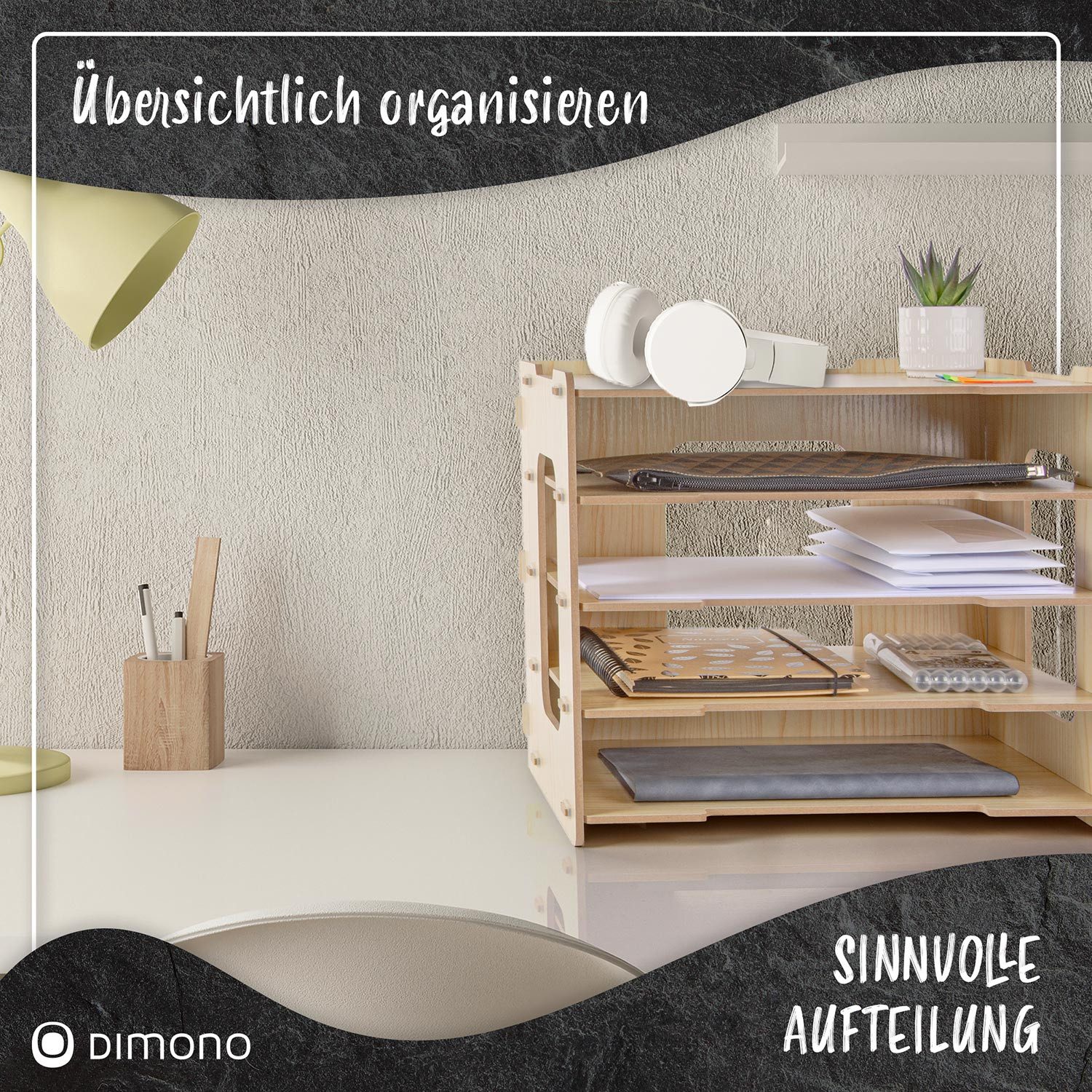 Dimono Dokumentenhalter Dimono Bambus Dokumentenhalter Schreibtisch-Zuhause & Büro-Organizer (Papierablage aus Bambus, Briefablage), Zeitschriftenständer für Zuhause & Büro