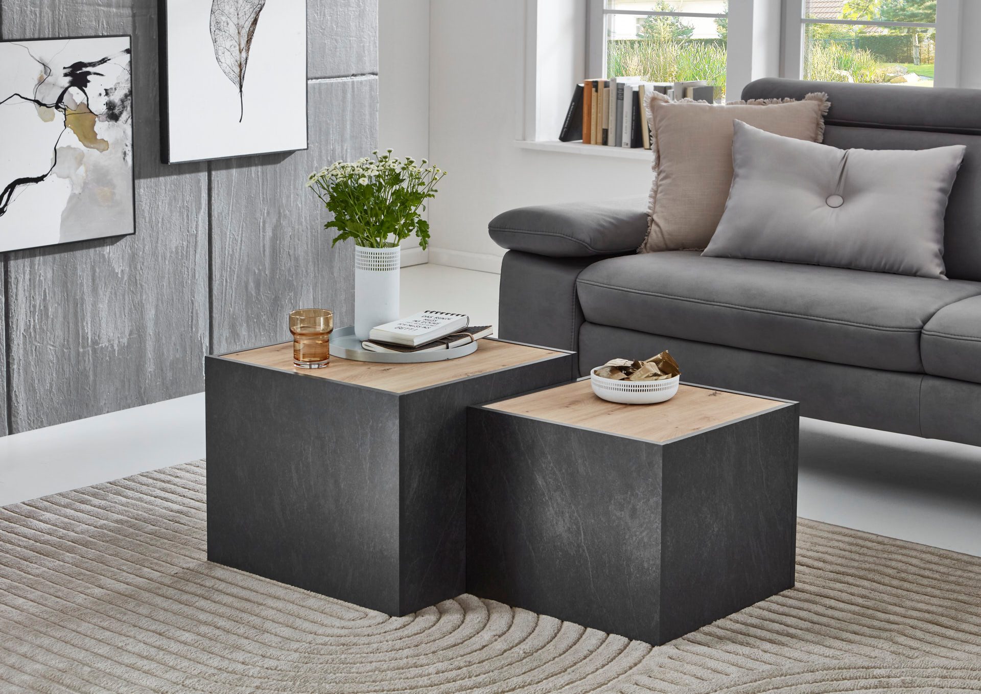 BMG Möbel Couchtisch Cuba (2 er Set, 1x großer, 1x kleiner Würfelcouchtisch günstig online kaufen