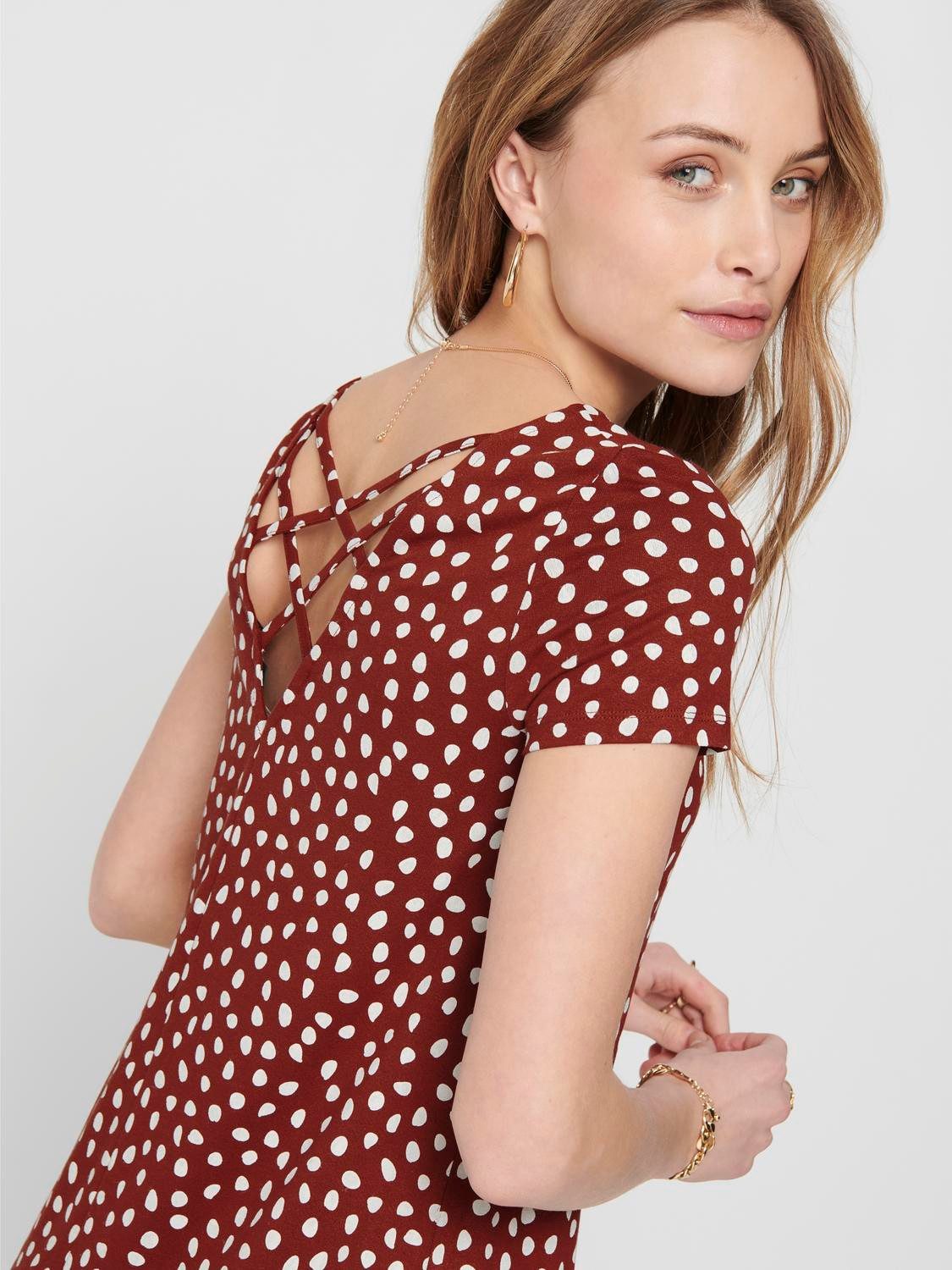 ONLY Minikleid ONLBERA BACK LACE UP S/S DRESS JRS NOOS Viskosemischung, regular fit, Rundhals