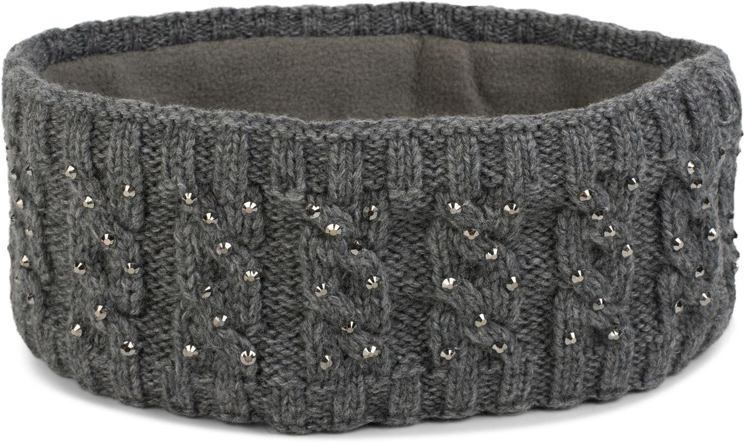 styleBREAKER Stirnband Stirnband mit Zopfmuster & Strass (1-St)