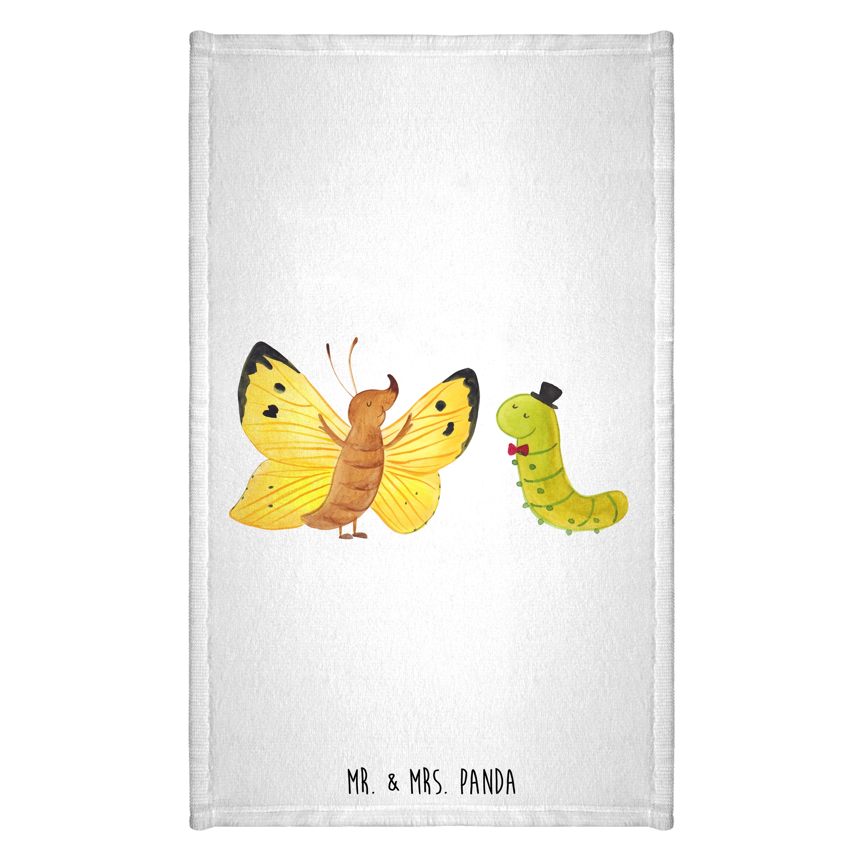 Handtuch Raupe Schmetterling - Weiß - Geschenk, Gute Laune, Frottier, Sport Ha