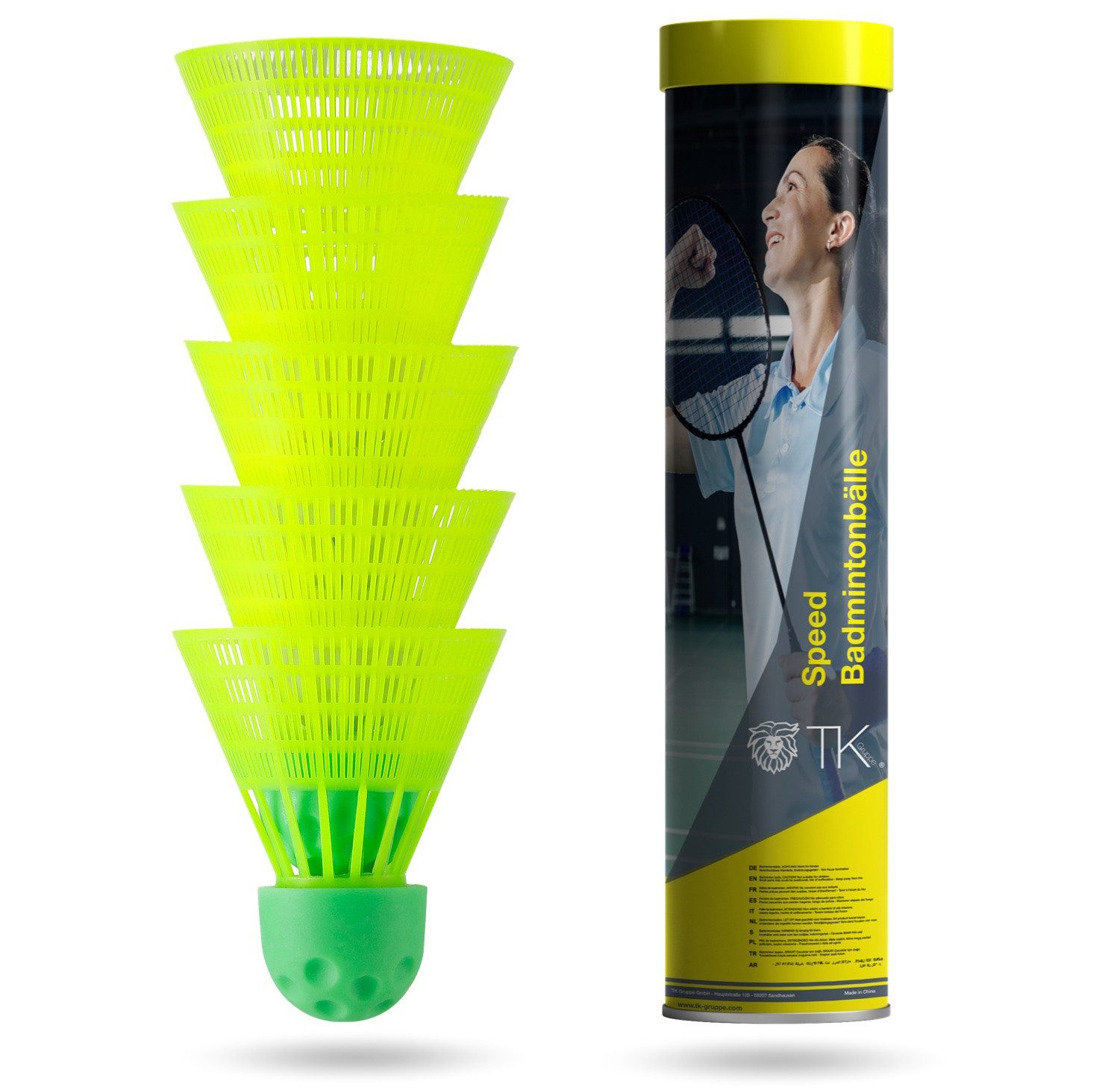 Speedbadmintonball 5x Speedbadminton Federbälle gelb - Badmintonbälle