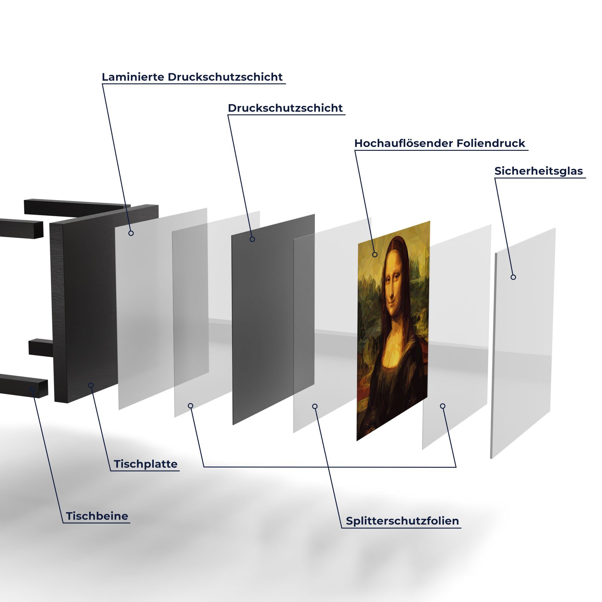 Beistelltisch Stil', Polygon Glastisch im modern DEQORI Couchtisch Glas Schwarz 'Mona Lisa