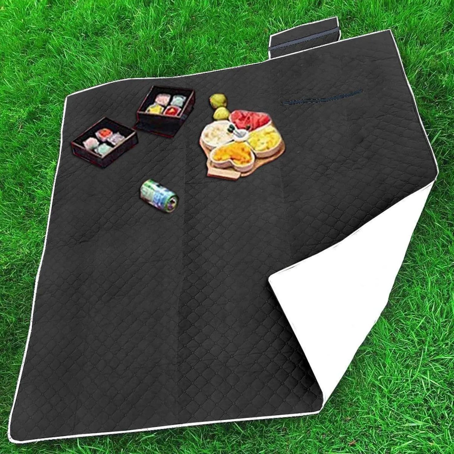 Picknickdecke 160x160 cm Campingdecke Freizeitdecke Reisedecke Multifunktionsdecke, Jungengel, Wasserabweisend, kapitonierte Oberfläche, integrierte Tragetasche