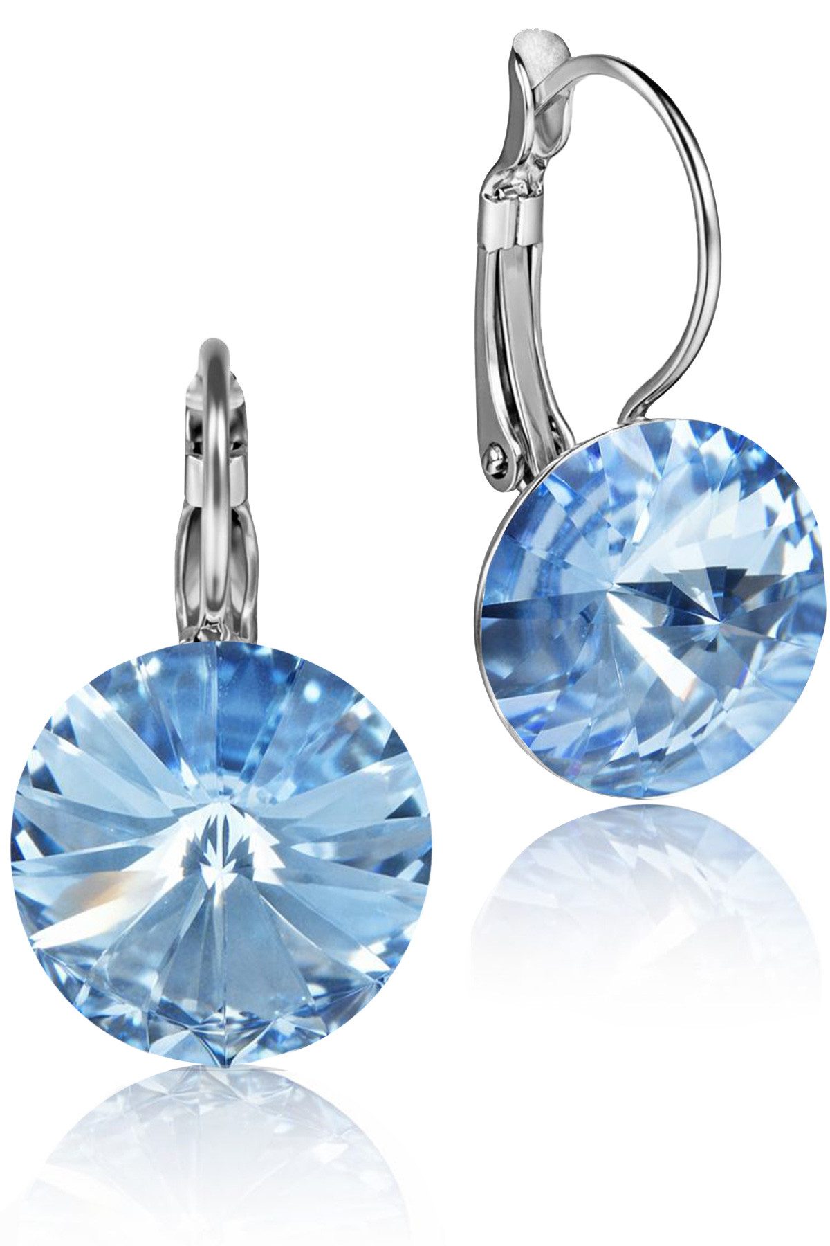 LUISIA® Paar Ohrhänger Ohrringe "Rivoli" mit 14 mm Premium Kristallen (2-tlg., inkl. Schmuckbox), Große Farbauswahl