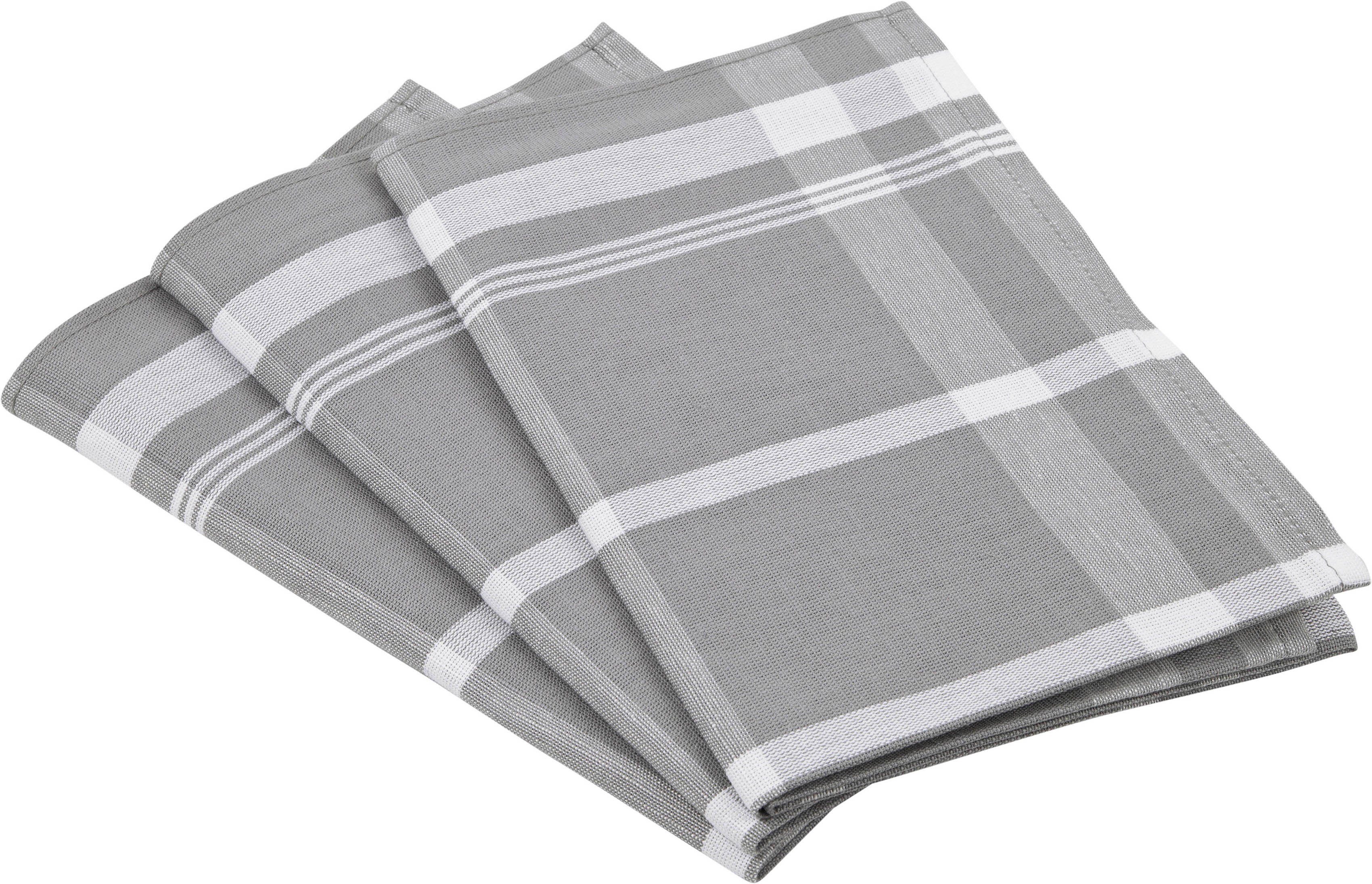 ROSS Geschirrtuch Exclusiv, (Set, 3-tlg), Blockkaro, 50% Baumwolle, 50% Leinen, 50x70 cm