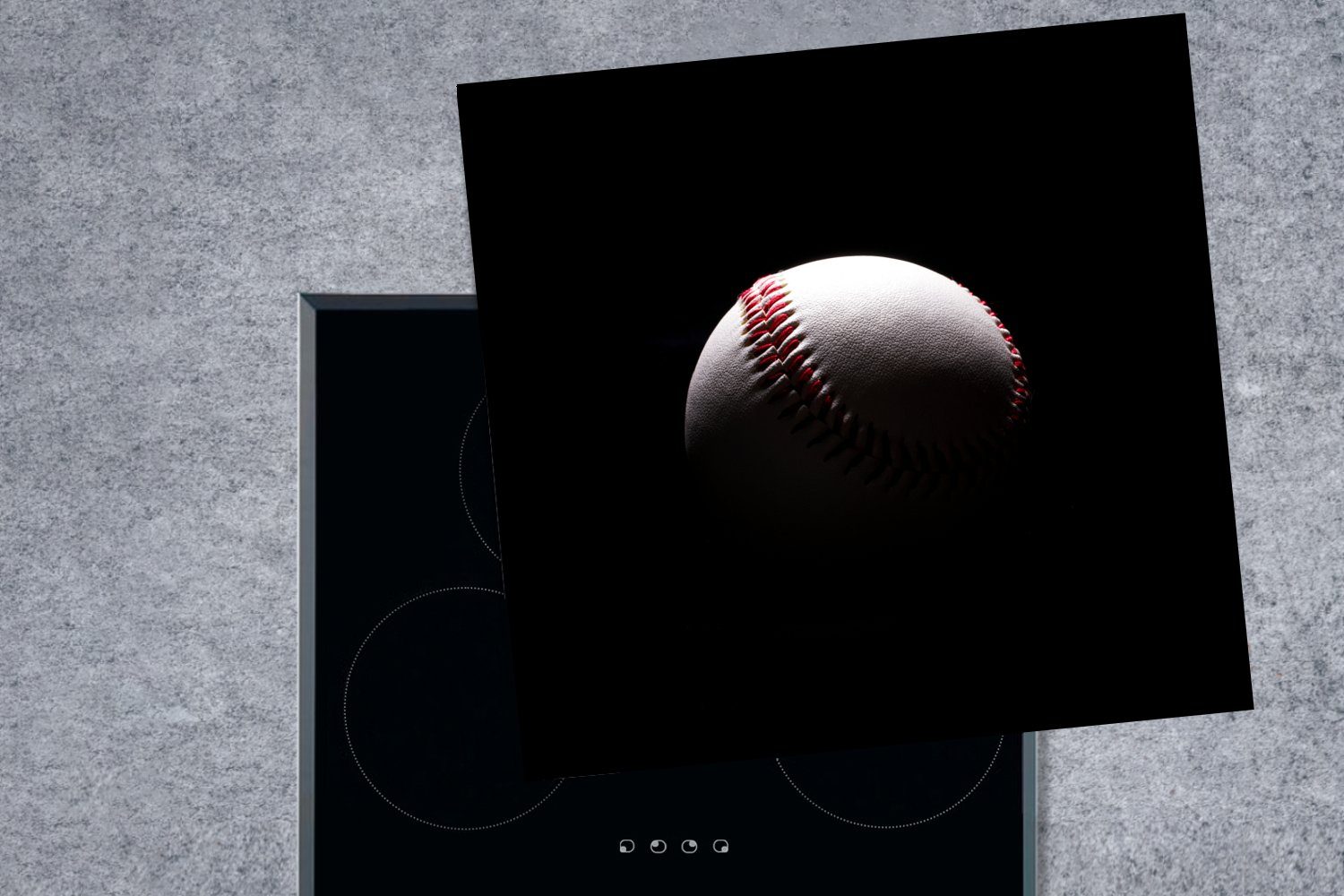 MuchoWow Herdblende-/Abdeckplatte tlg), Baseball küche Arbeitsplatte Ein Ceranfeldabdeckung, für cm, 78x78 Vinyl, (1 auf Hintergrund, schwarzem
