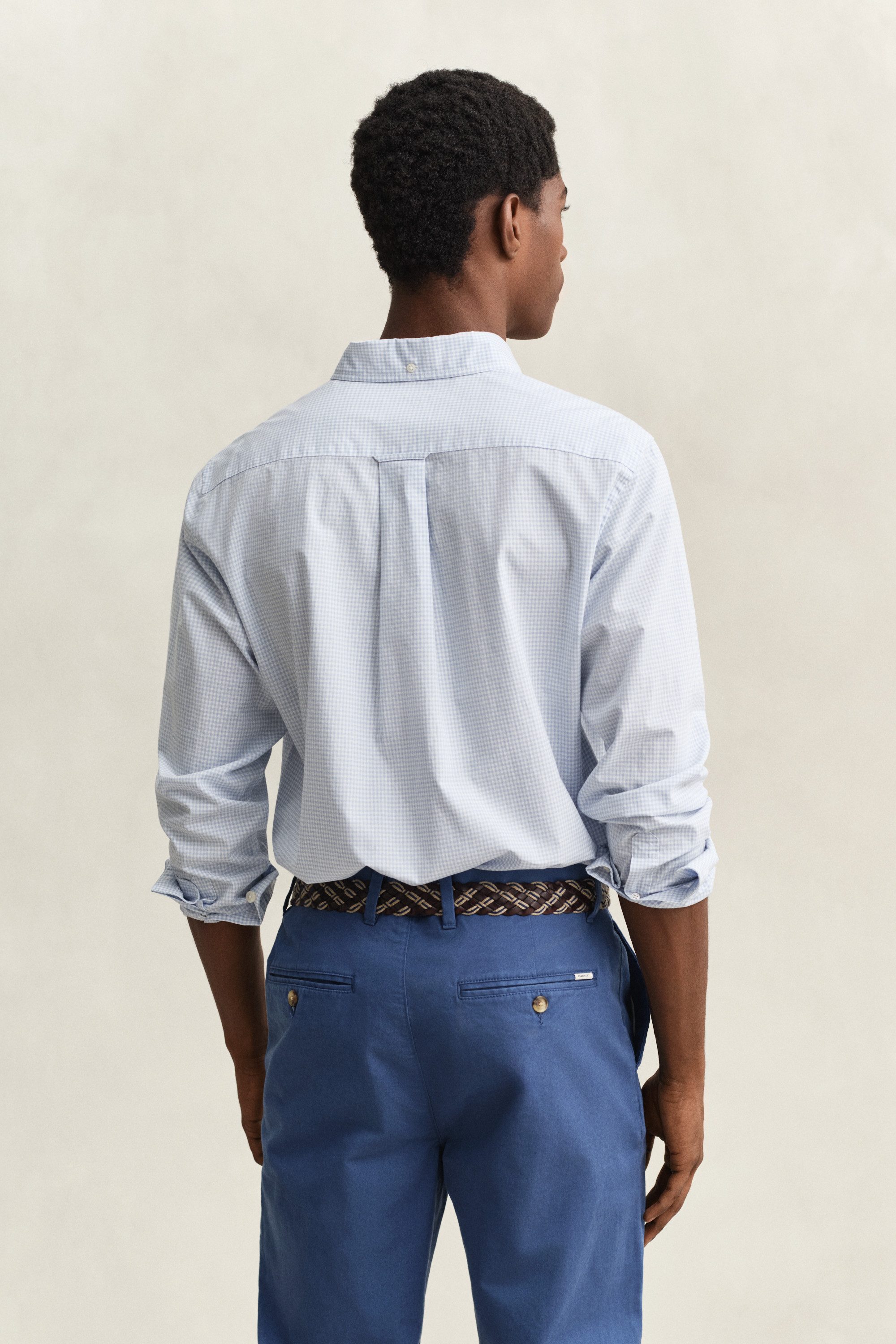 Gant Langarmhemd REG CLASSIC POPLIN GINGHAM SHIRT mit Logostickerei, Baumwoll-Popeline