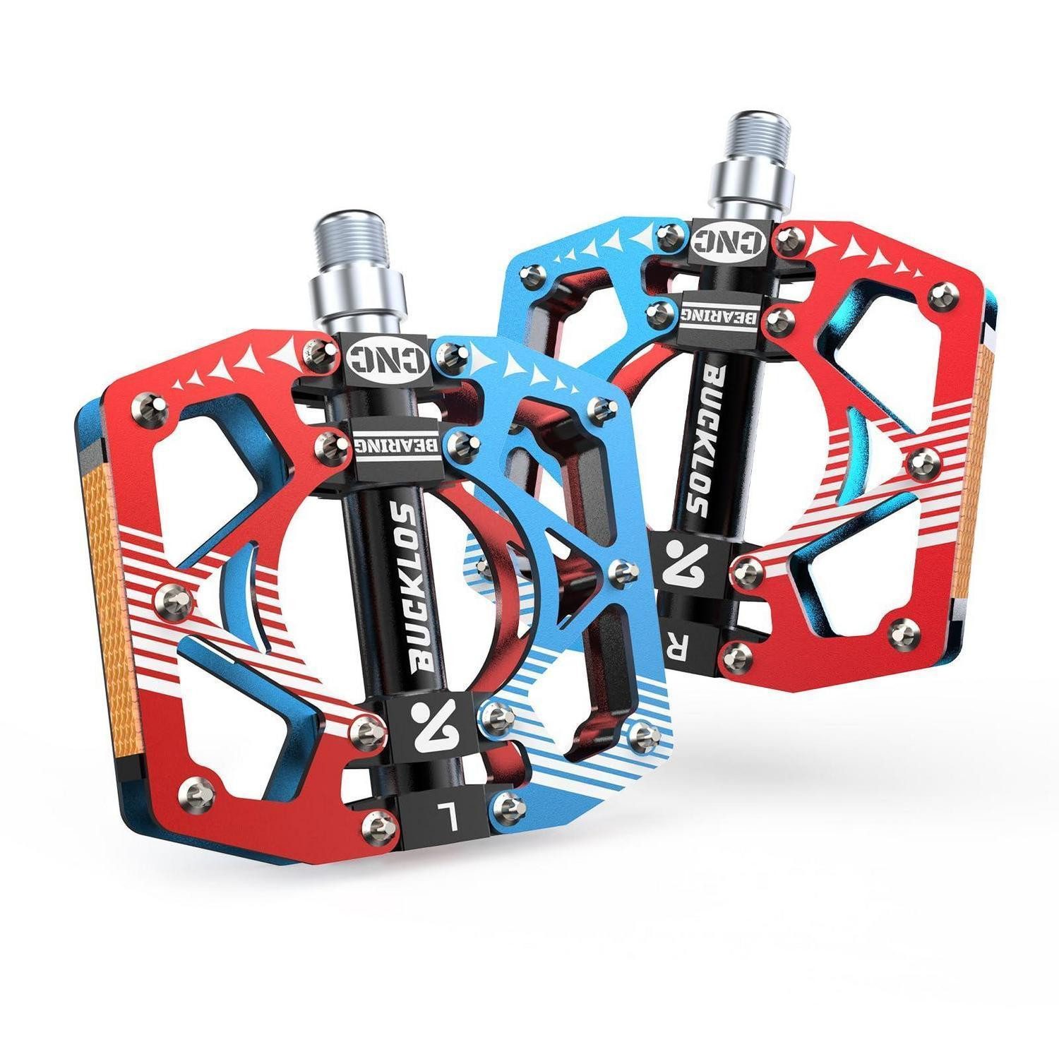 LuxusKollektion Plattformpedale Aluminium MTB Pedale Plattform Rot-Schwarz-Blau