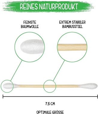 MORRENT Wattestäbchenspender Bambus-Wattestäbchen, 200 Stück, biologisch abbaubar, umweltfreundlich, fest befestigte Baumwoll, (200-tlg)