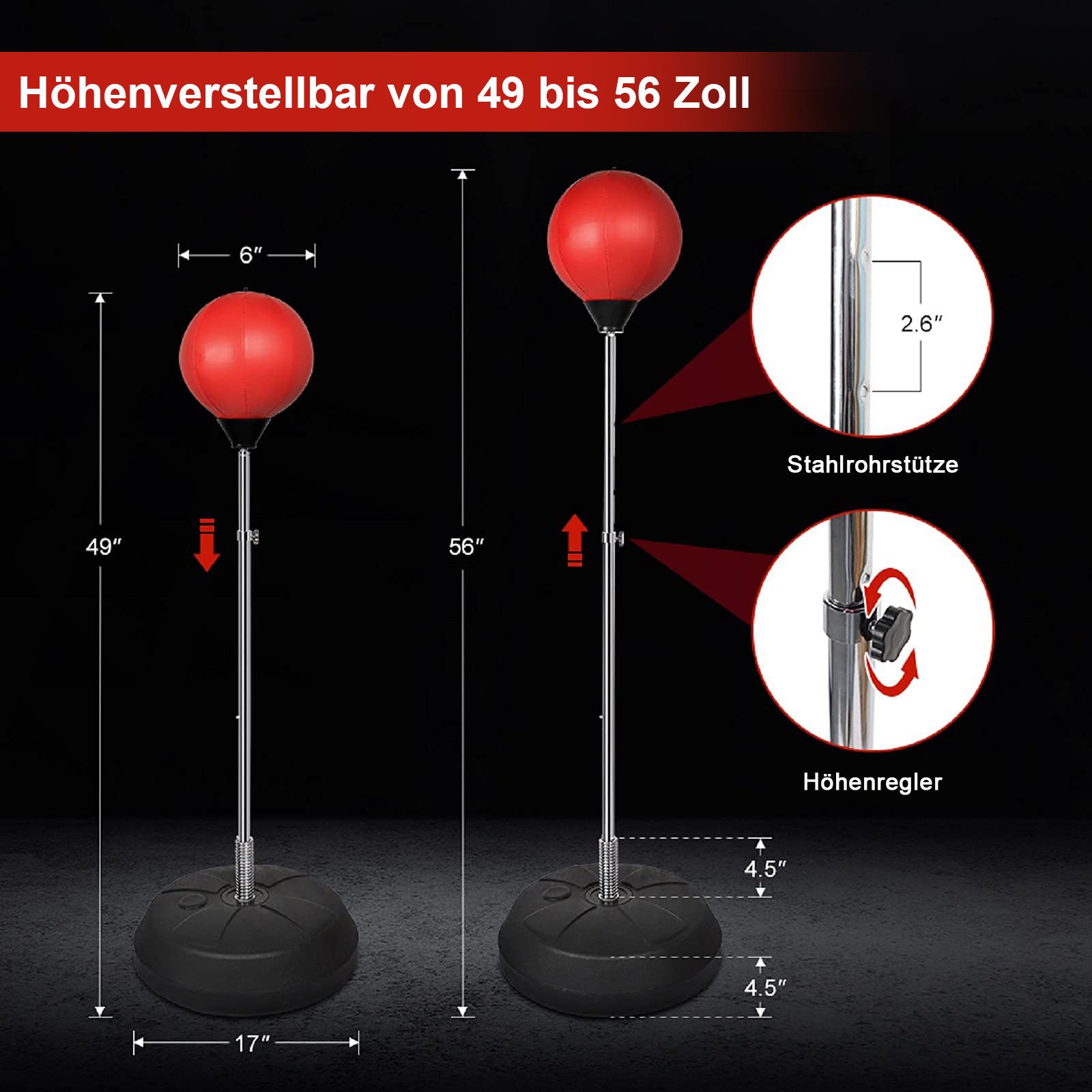 Dripex Punchingball Speedball Höhenverstellbarer Boxsack Trainingsball