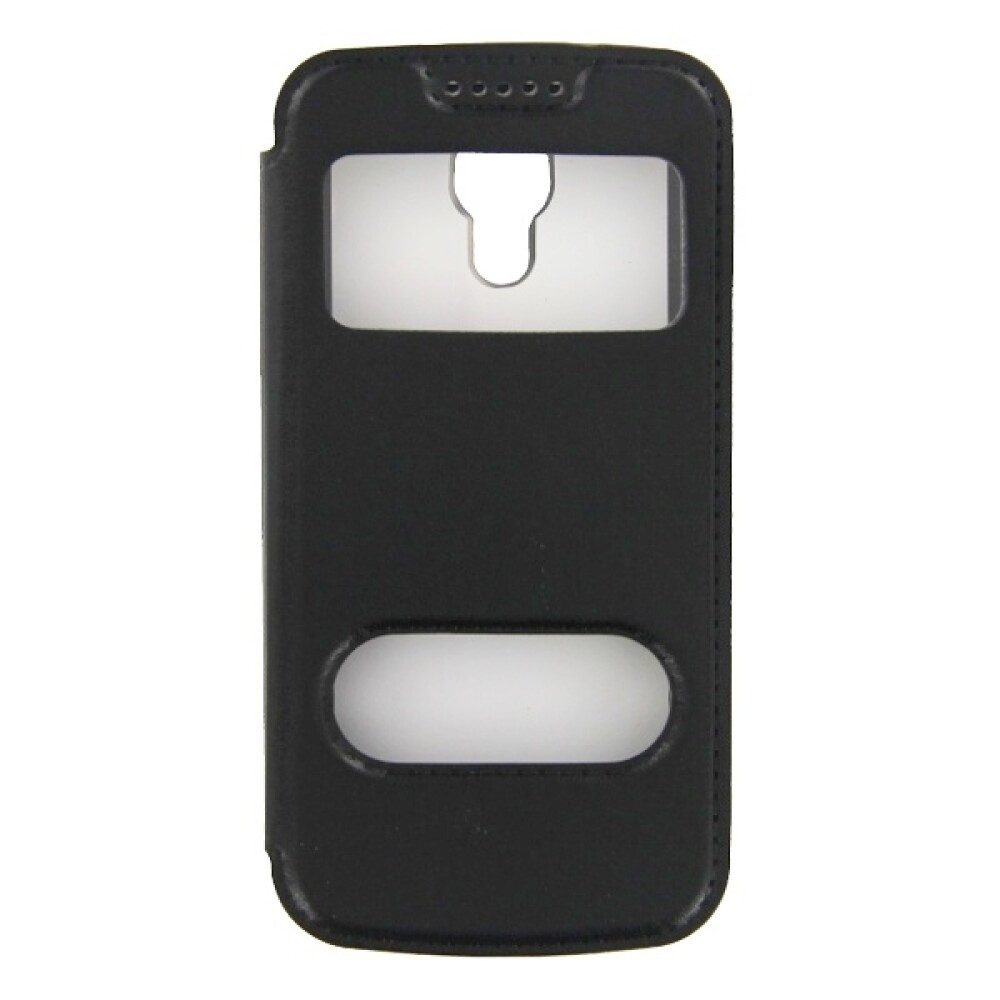 Handytasche Flip Cover Handyhülle für Samsung Galaxy S4 mini Schwarz Schutz Tasche (Flip Cover)