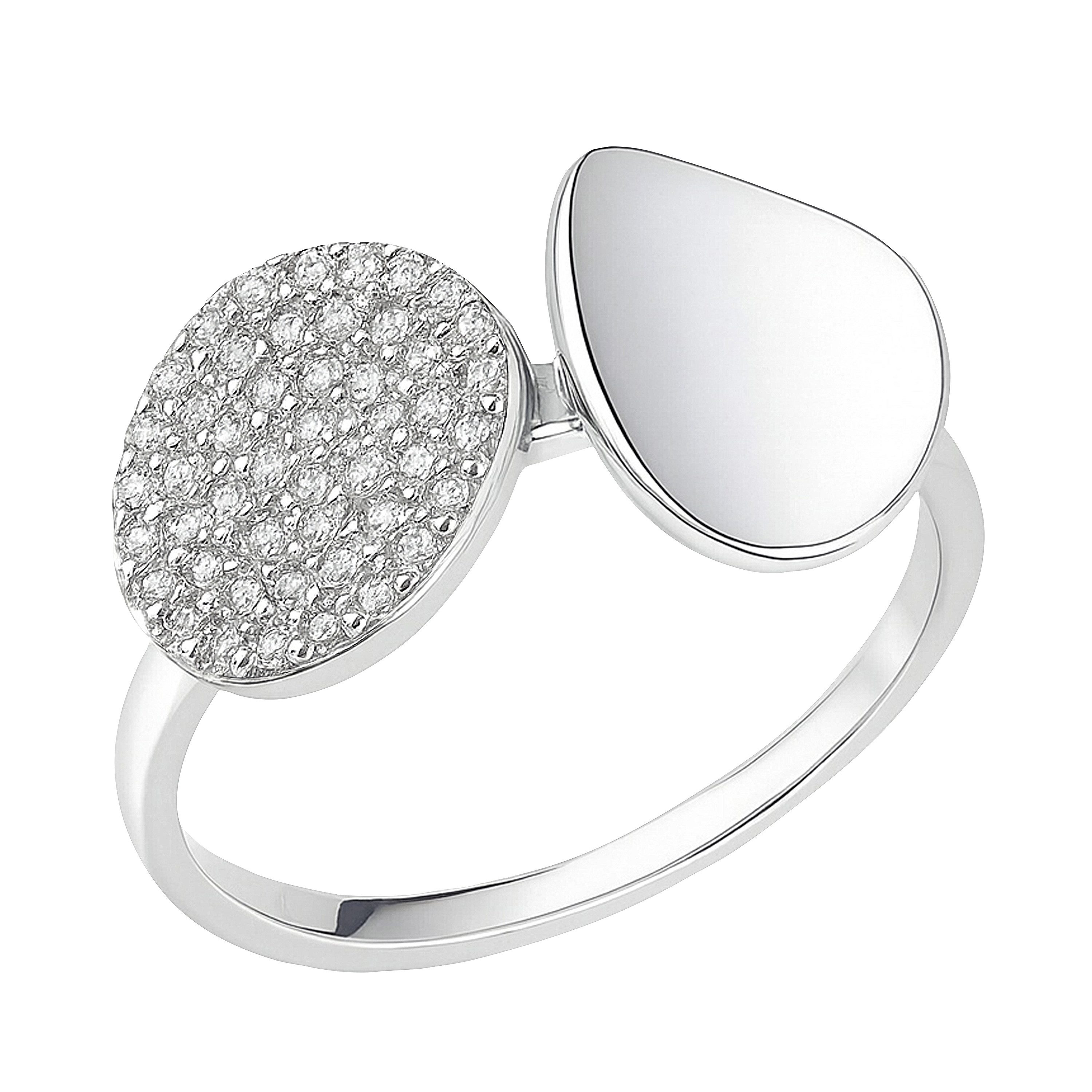 Firetti Fingerring Schmuck Geschenk Silber 925 Damenring Ring Plättchen, mit Zirkonia (synth)