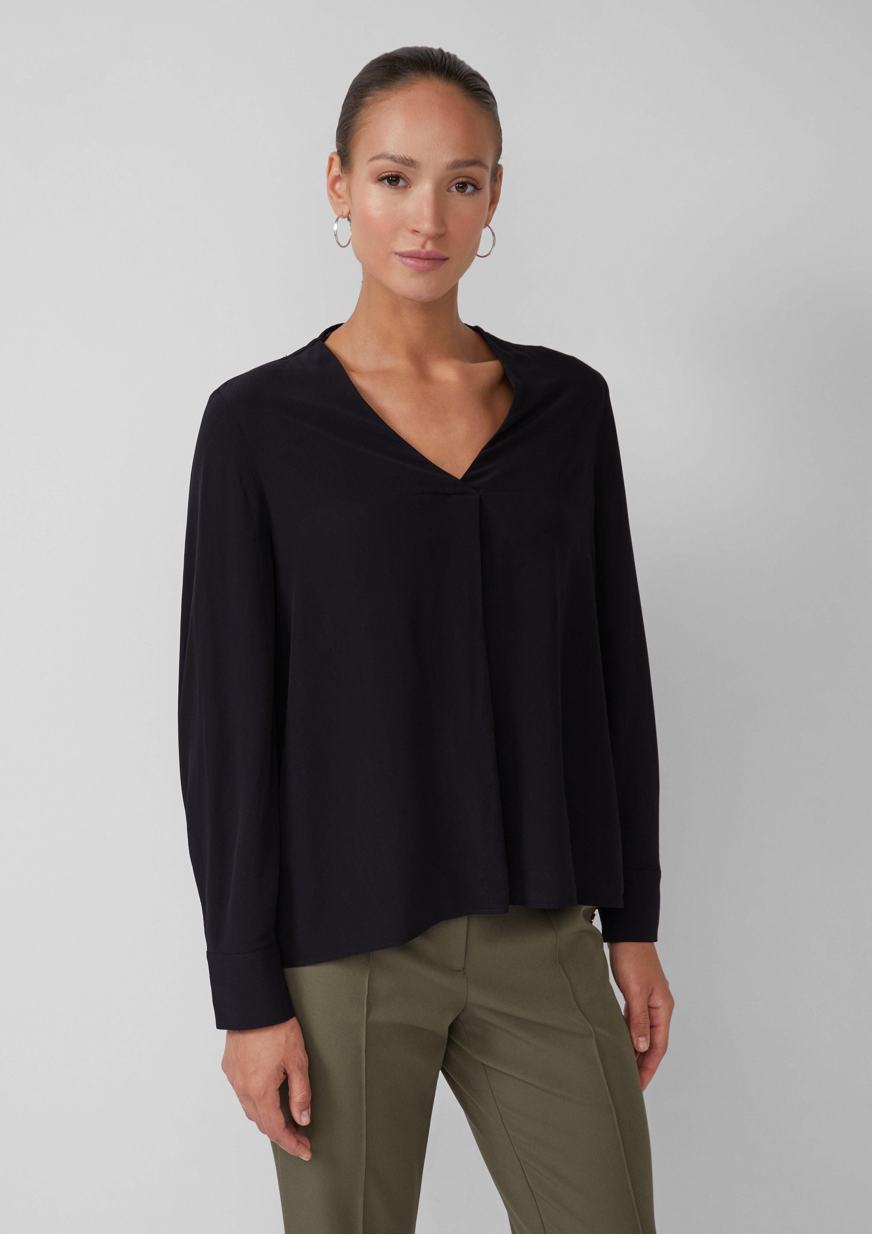 s.Oliver BLACK LABEL Langarmbluse Semitransparente Tunika-Bluse günstig online kaufen