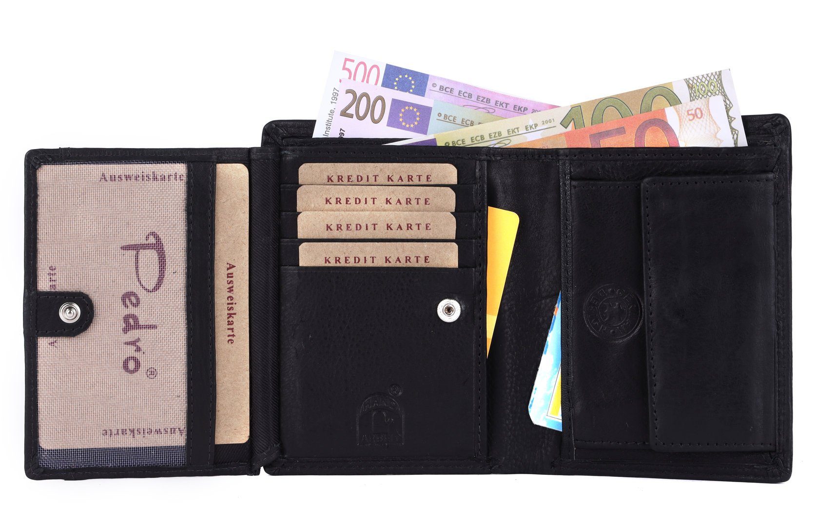 Brieftasche Portemonnaie, Männerbörse RFID Münzfach Geldbörse SHG mit Büffelleder Börse Herren Leder Lederbörse Schutz