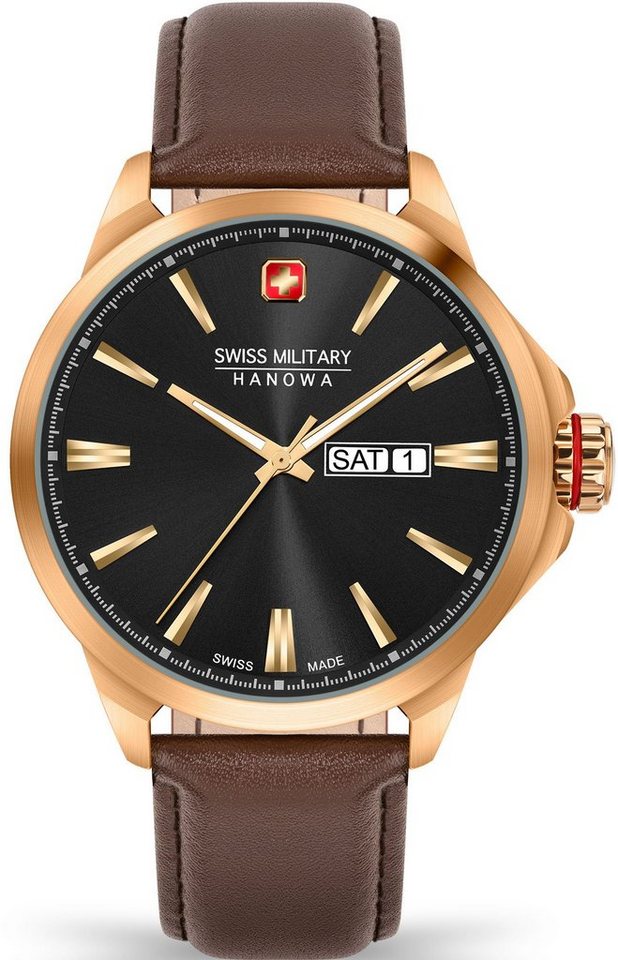 Swiss Military Hanowa Schweizer Uhr DAY DATE CLASSIC, 06-4346.31.007,  Edelstahlgehäuse, bronzefb. IP-beschichtet, Ø ca. 45 mm