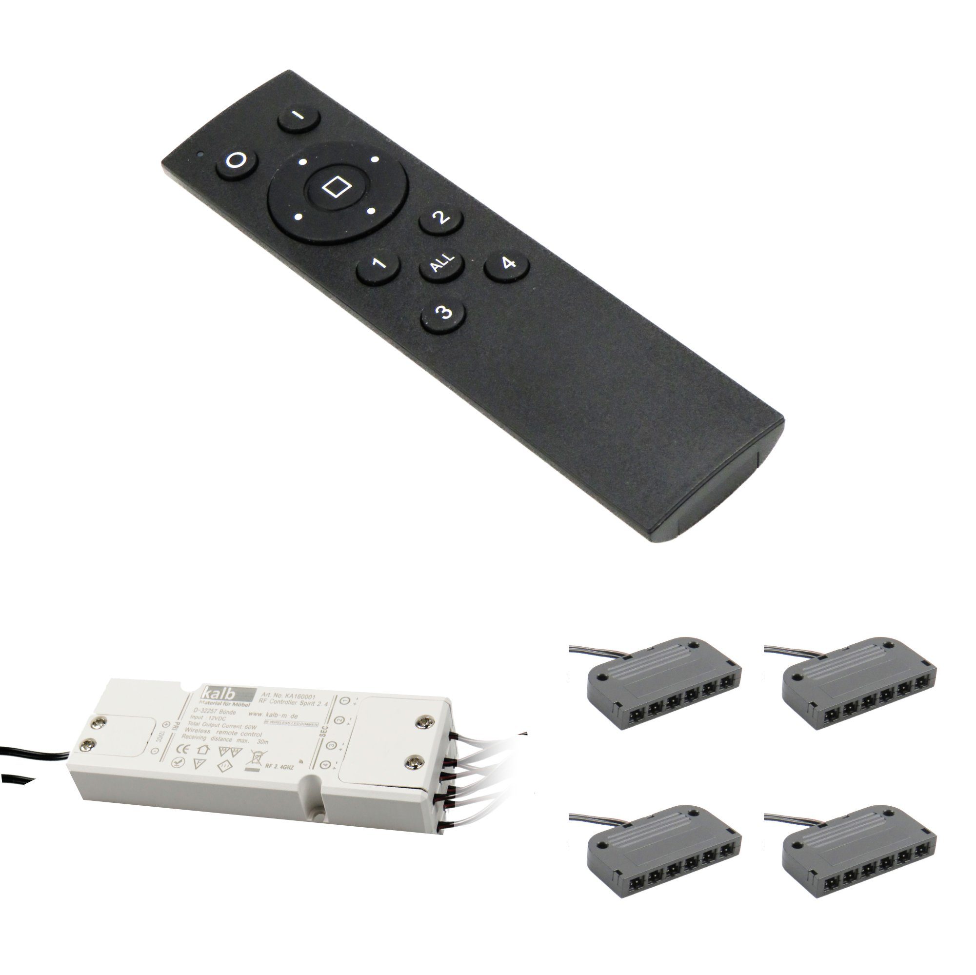 kalb 4-Kanal-Controller Funkfernbedienung 12V LED Beleuchtung dimmbar 60W Wandtaster
