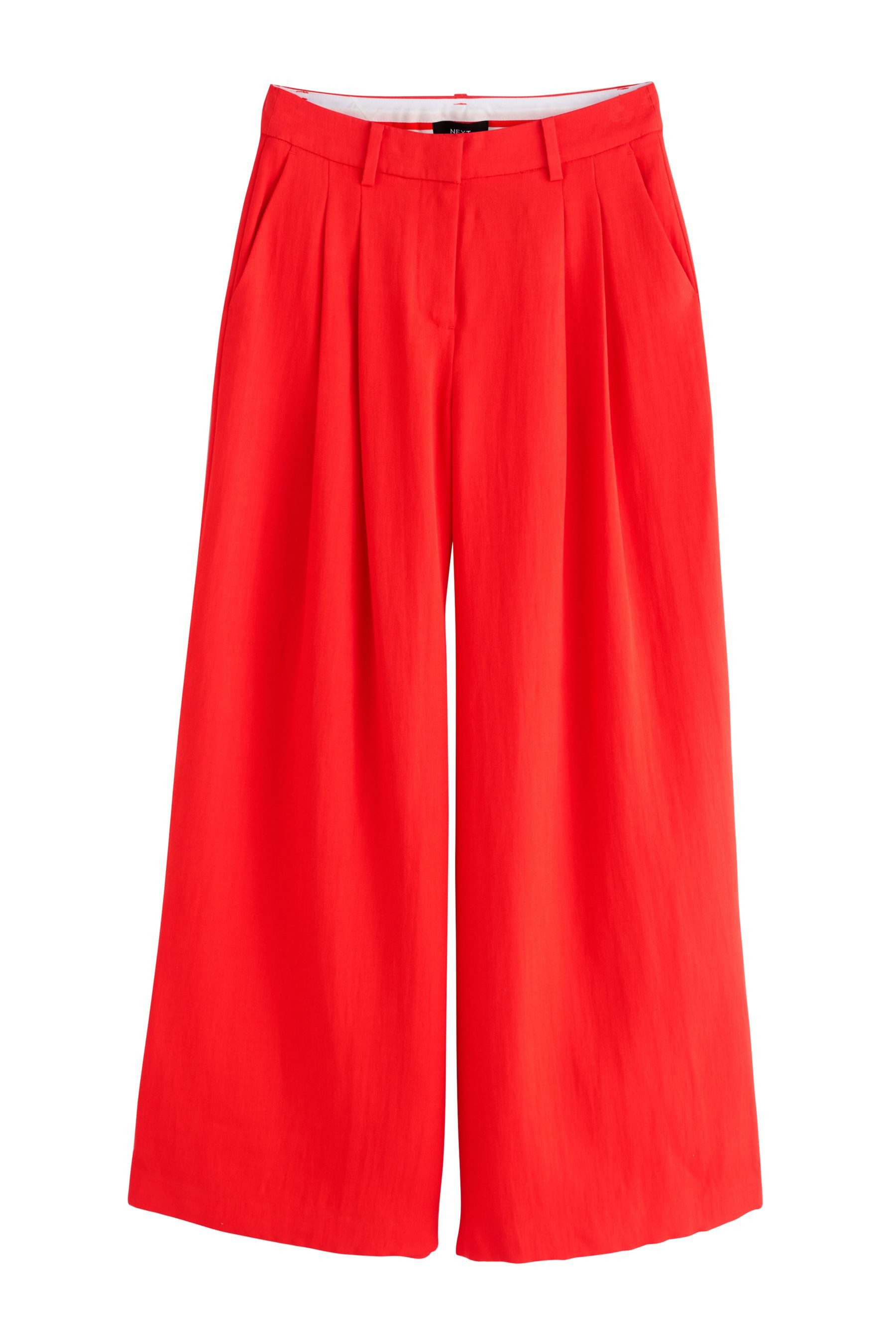 Next Anzughose Hose mit weitem Bein in Knitteroptik, Petite (1-tlg)
