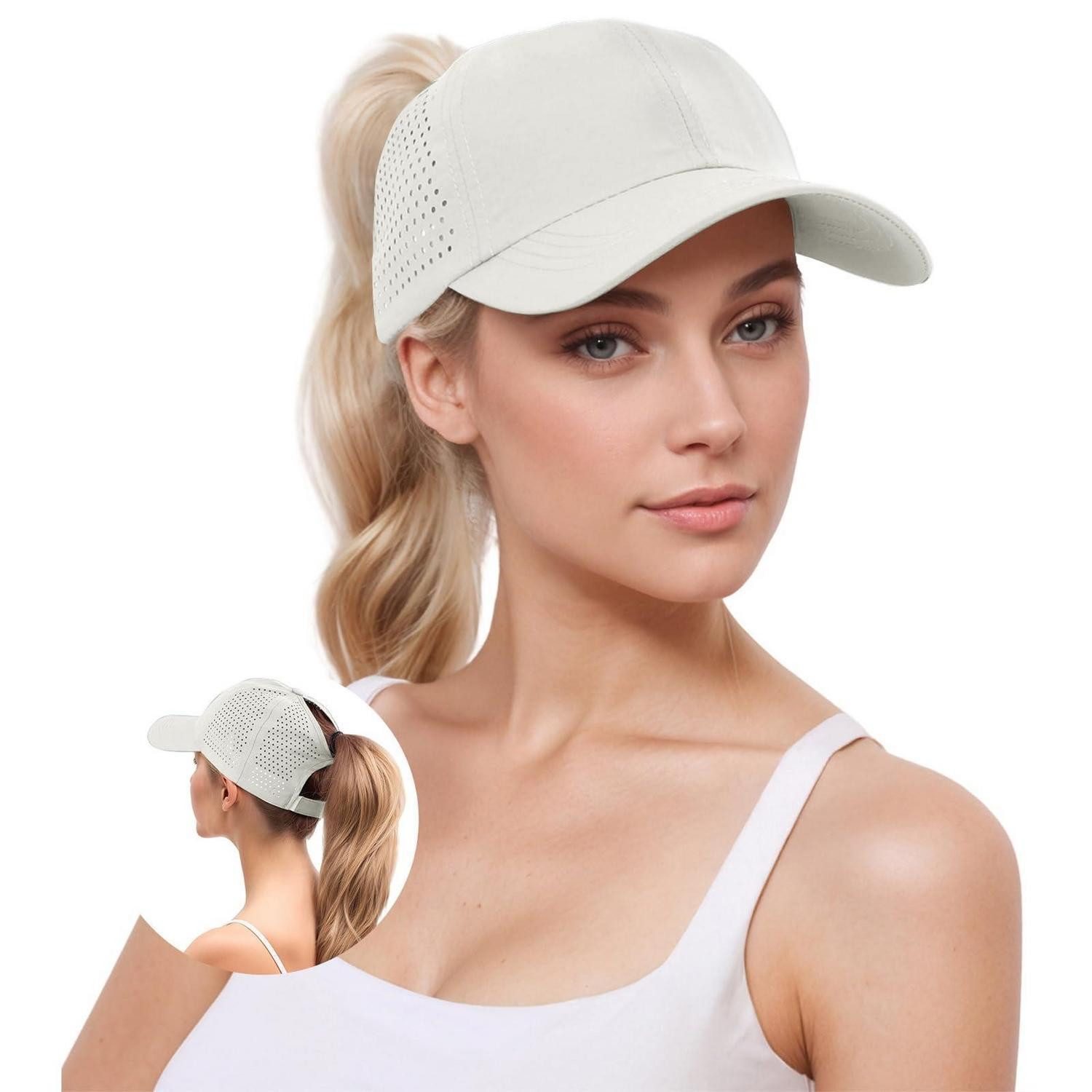 LuxusKollektion Baseball Cap Baseballkappe Damen Pferdeschwanz Mesh Sommer Beige