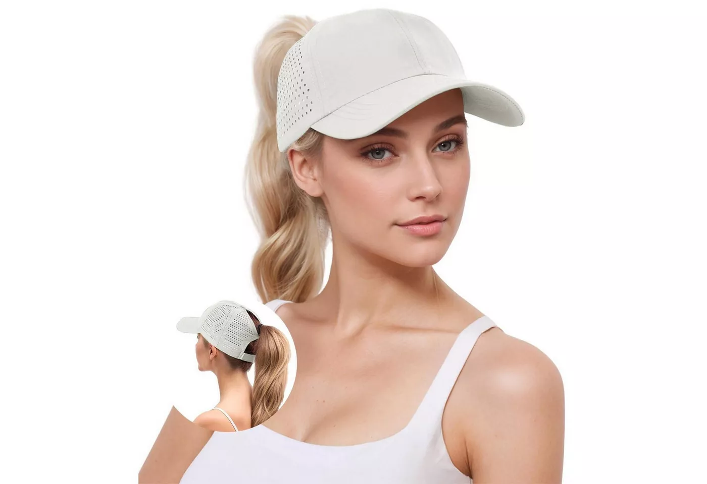 LuxusKollektion Baseball Cap Baseballkappe Damen Pferdeschwanz Mesh Sommer Beige