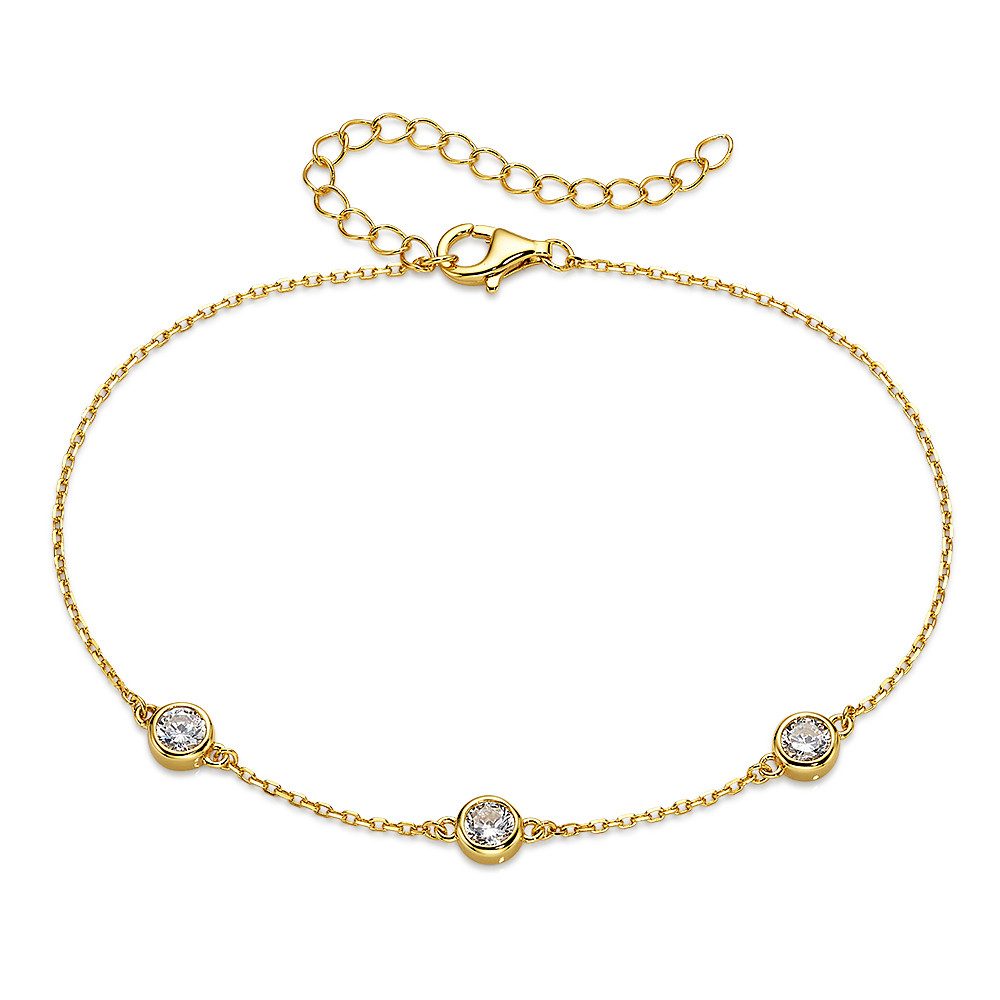 Bruno Banani Armband Schmuck Geschenk Silberarmband gelbgoldfarben vergoldet, mit Zirkonia (synth)