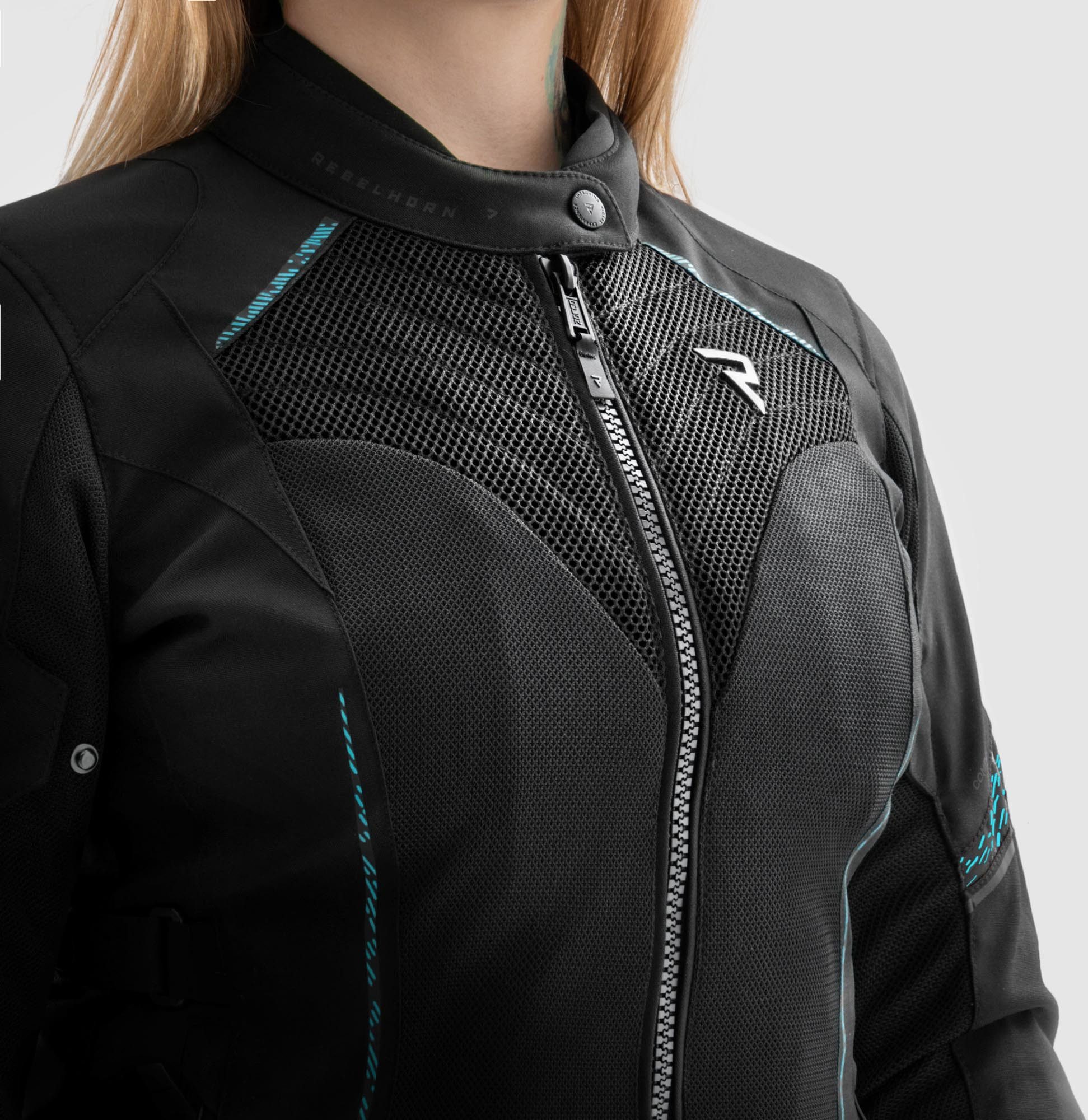 Rebelhorn Motorradjacke Jax wasserdichte Damen Motorrad Textiljacke Rückenprotektor enthalten,Verbindungsreißverschluss,Ellenbogenpro