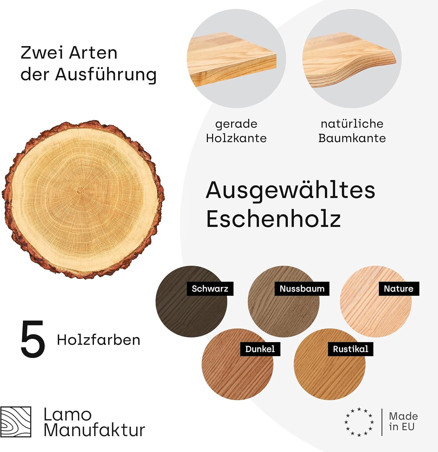LAMO Manufaktur Wandregal LAMO Manufaktur 3 Stück Wandregal aus Holz 42/36/30cm, Schweberegal Massiv 100% Echtholz, Wandregale SET 3 Gerade Farbe: Natur