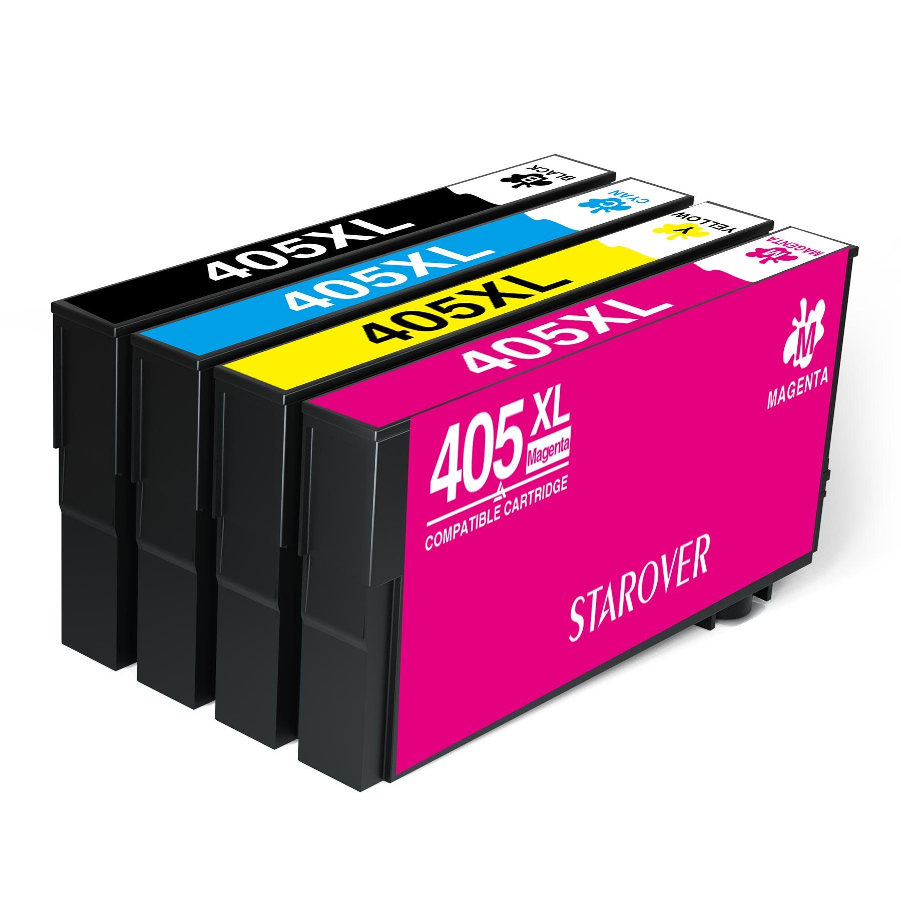 STAROVER 405 XL Druckerpatronen kompatibel für EPSON 405XL Multipack Tintenpatrone (epson workforce pro WF-3820 3825 4820 4825 4830 DWF, WF-7310DTW WF-7830DTWF WF-7835DTWF WF-7840DTWF) 1x Schwarz, 1x Cyan, 1x Magenta, 1x Gelb (4er-pack)