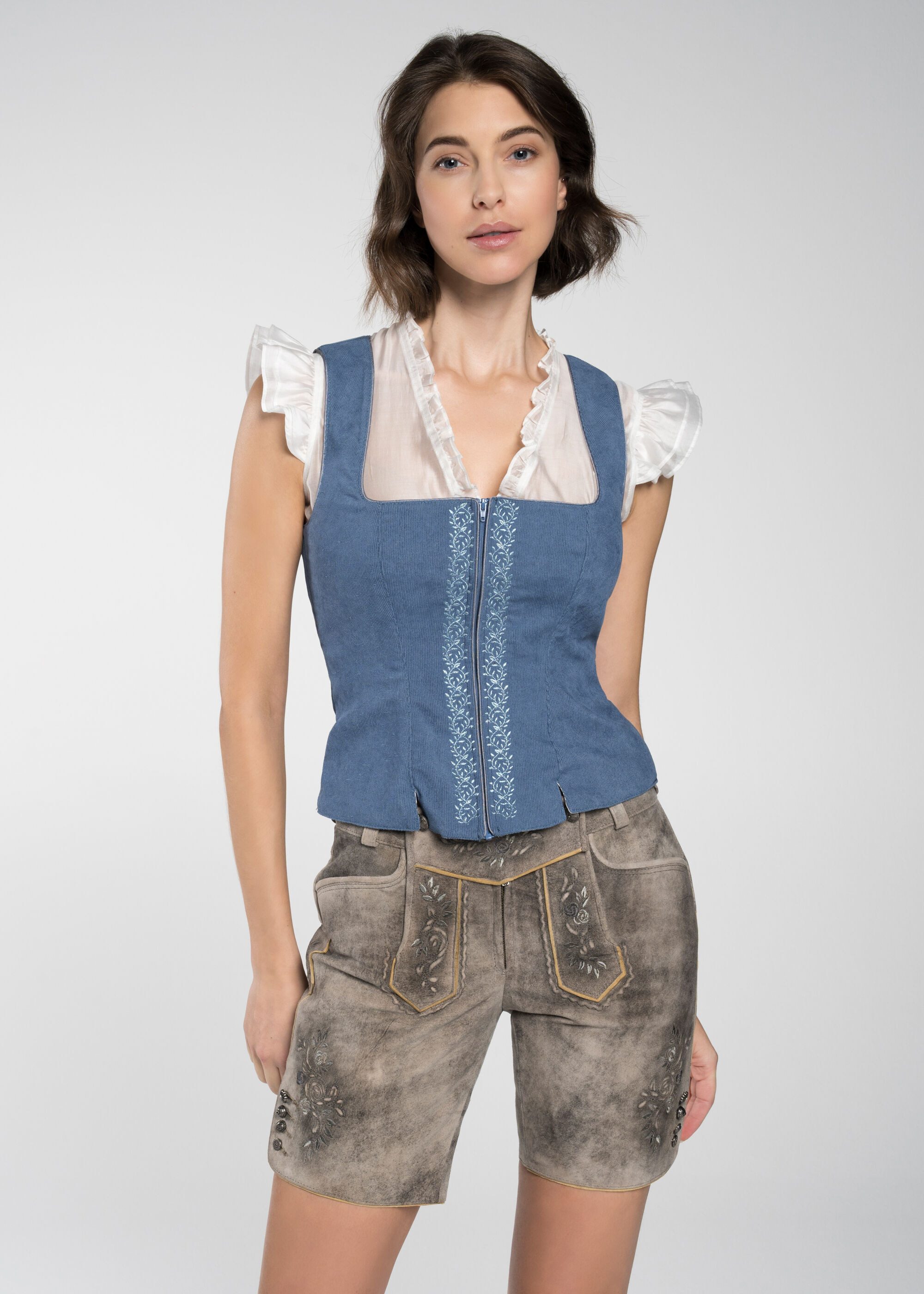 Spieth & Wensky Trachtenbluse Trachtenmieder "Feuer" stilvolle Stickereien günstig online kaufen