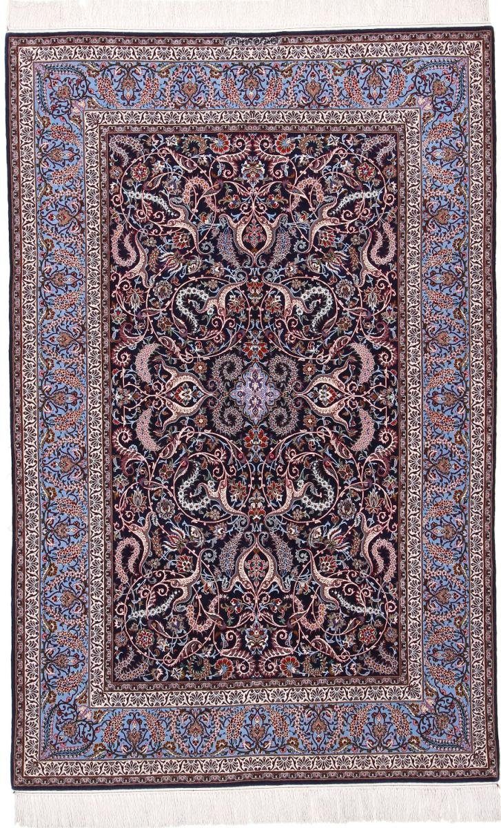 Orientteppich Isfahan Seidenkette 155x239 Handgeknüpfter Orientteppich, Nain Trading, rechteckig, Höhe: 8 mm
