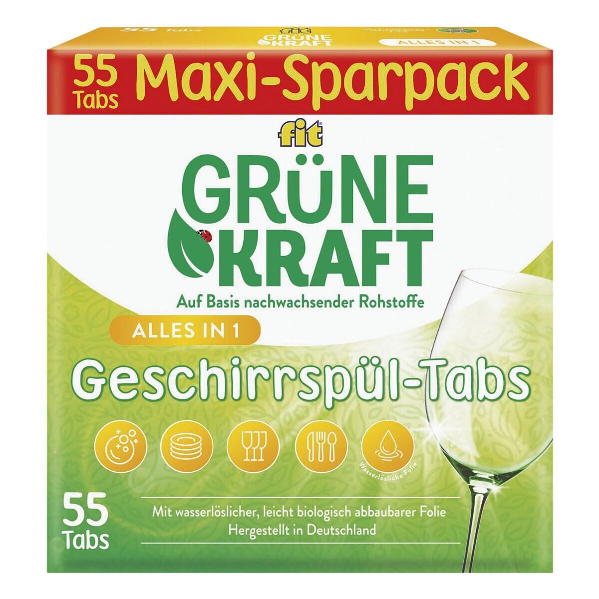 FIT Grüne Kraft Alles-in-1 Spülmaschinentabs (55 Tabs)