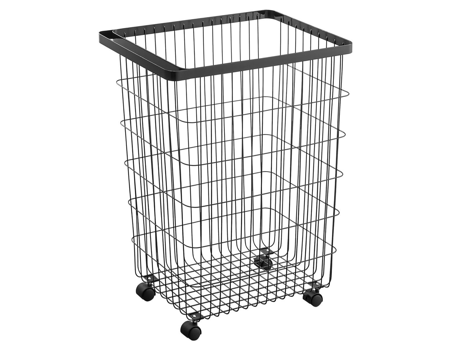 Yamazaki Wäschekorb Tower (Korb), Wäschesammler, Metall, 4 Rollen, ca. 55L Volumen