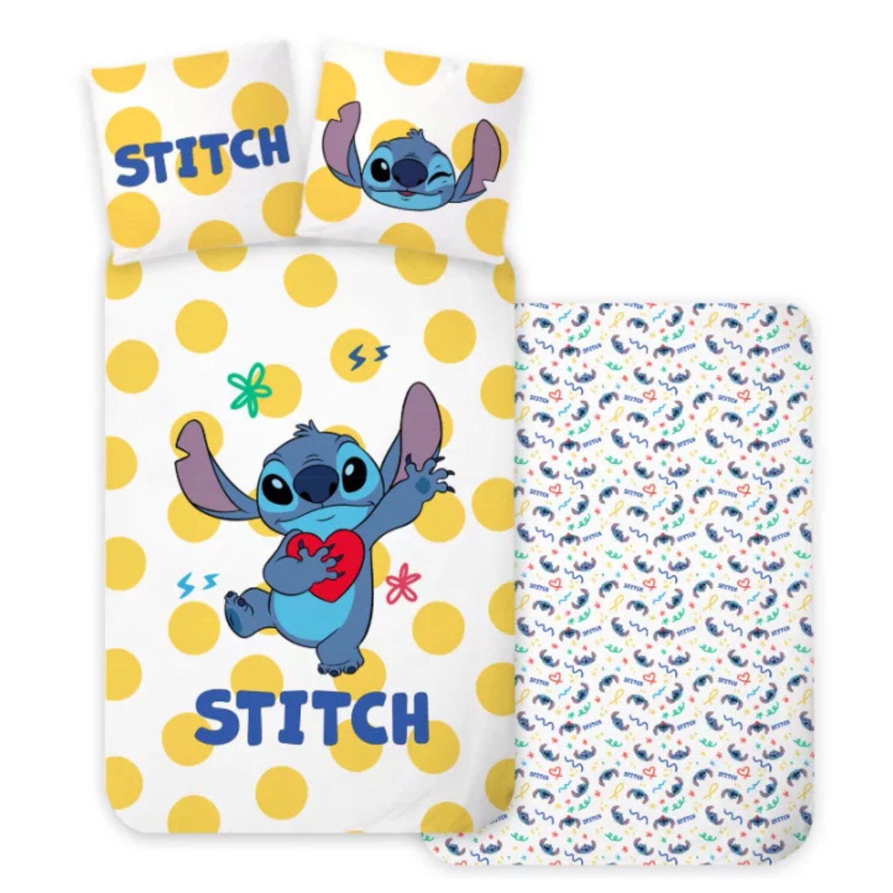 Disney Babybettwäsche Stitch Baumwolle Bettbezug Kissenbezug 100 x 135 cm 40 x 60 cm, Baumwolle