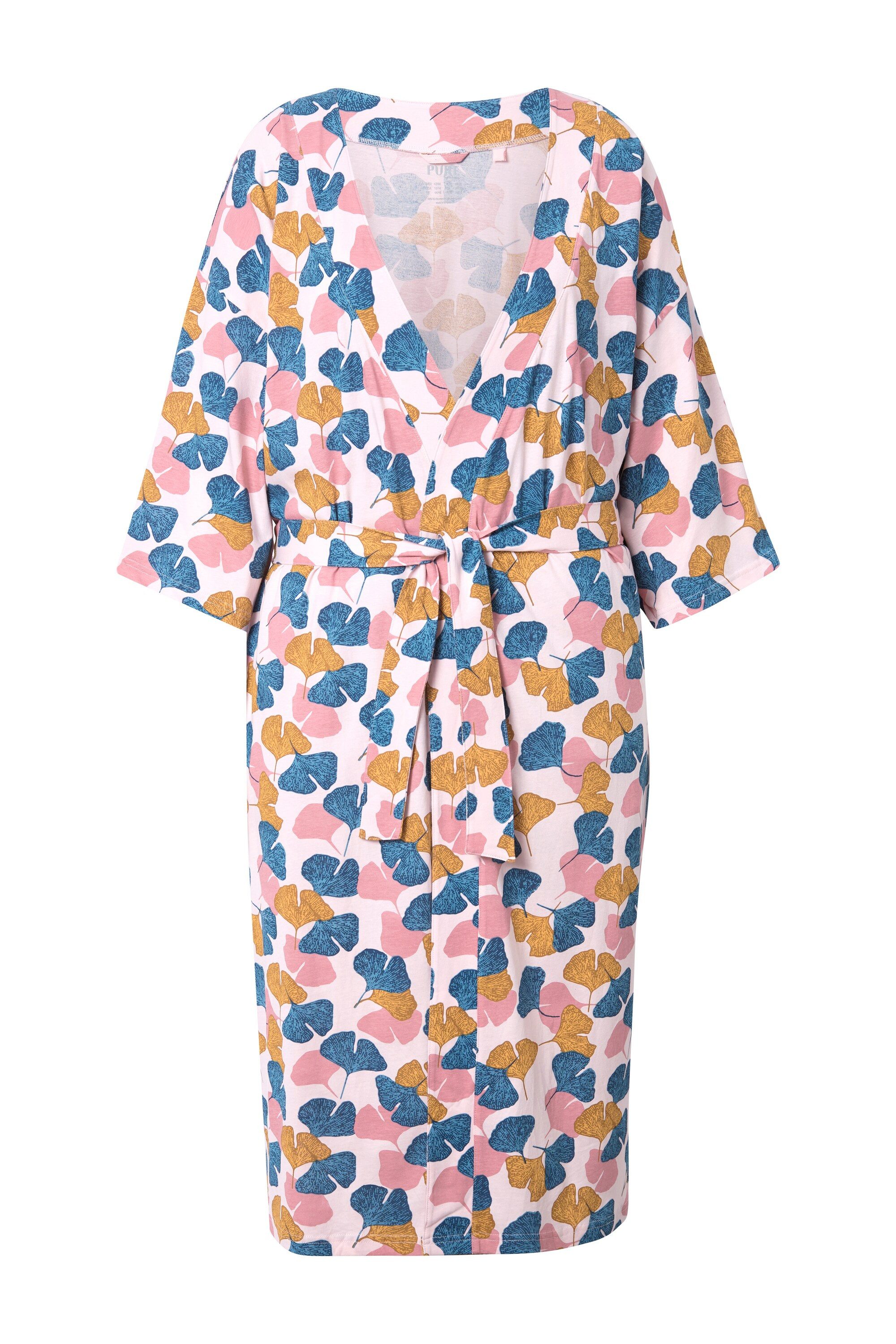 Ulla Popken Bademantel Bademantel Gingko V-Ausschnitt günstig online kaufen